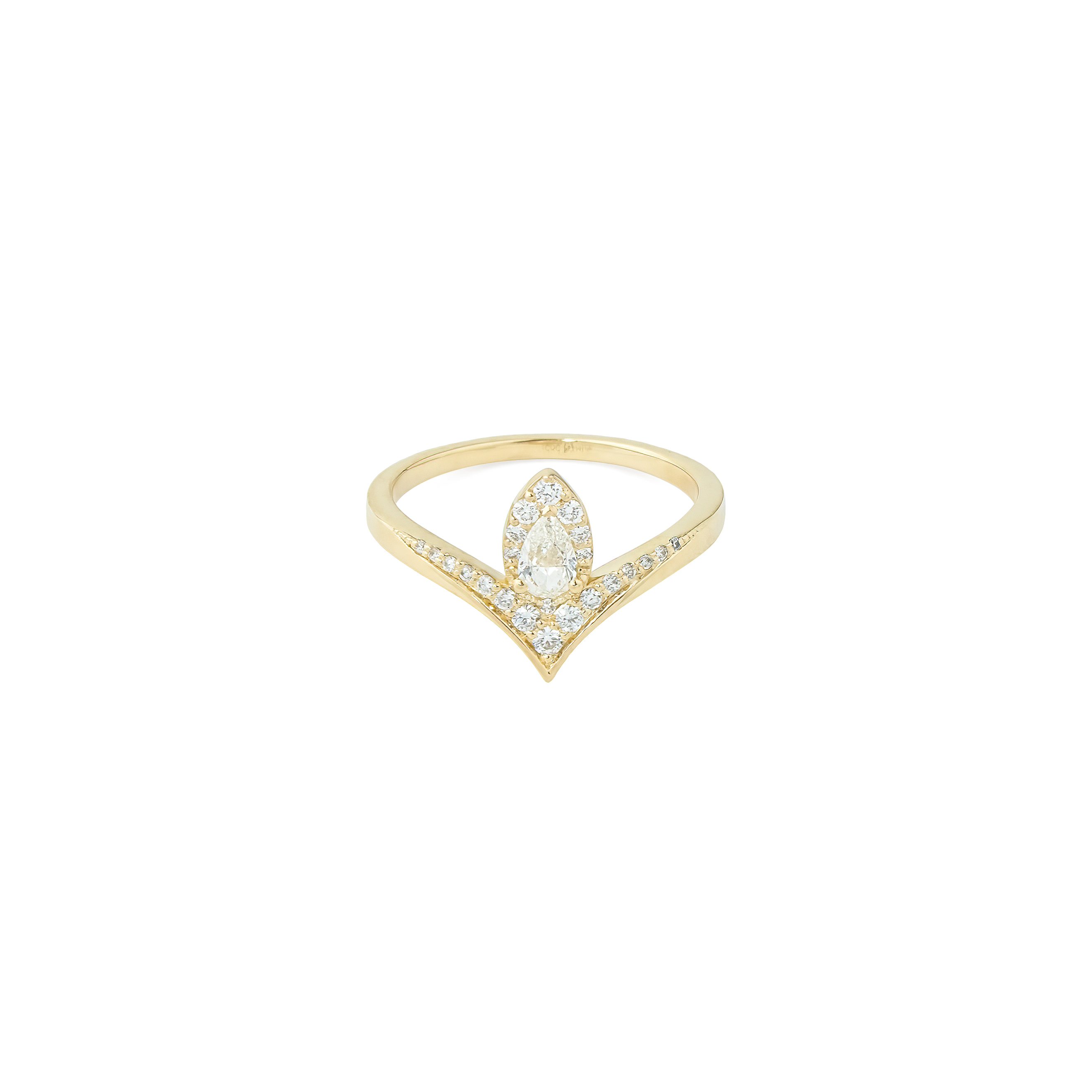 Gold ring with a pavé of diamonds