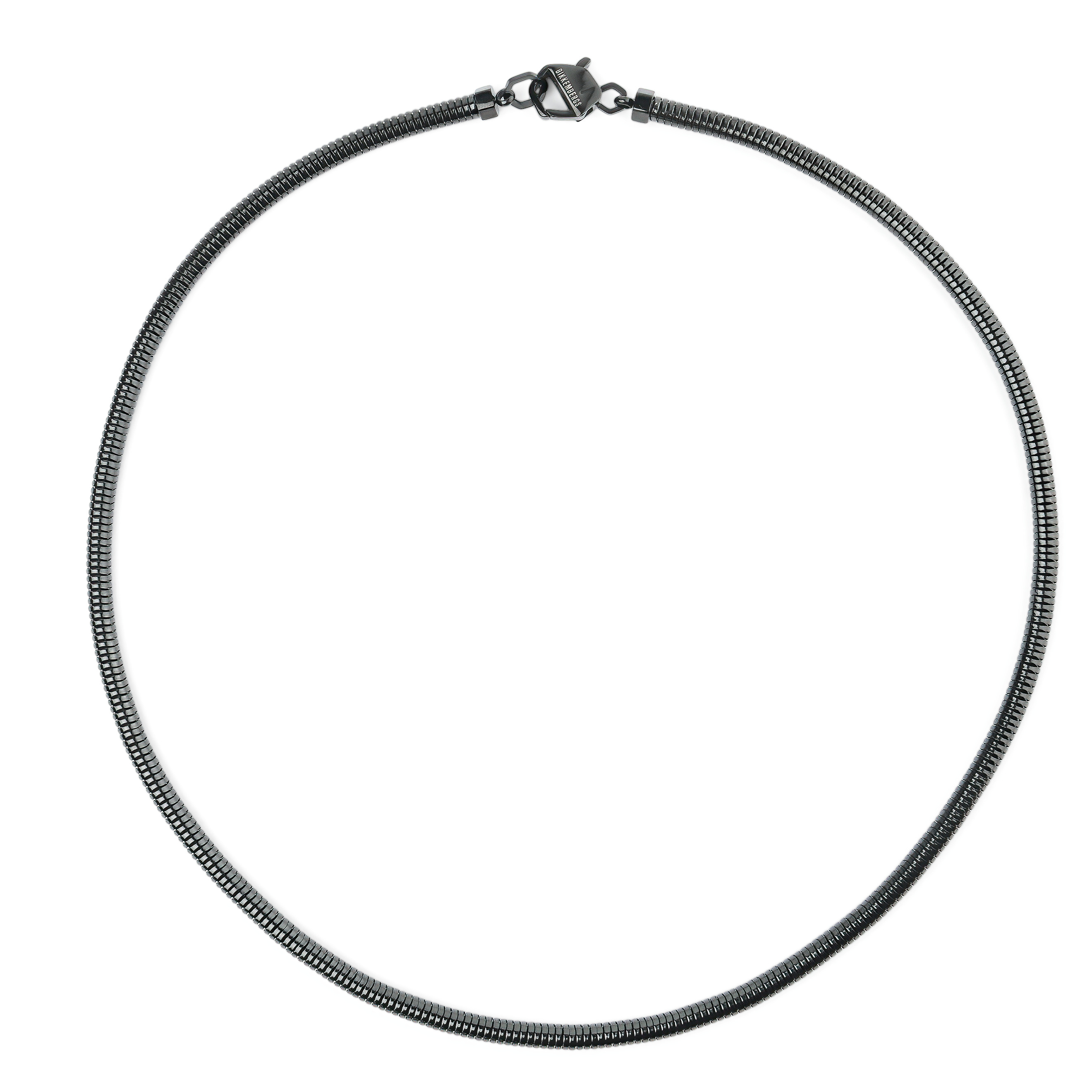 316L stainless steel necklace with one 0.01 carat white diamond; black IP coating. Length: 50