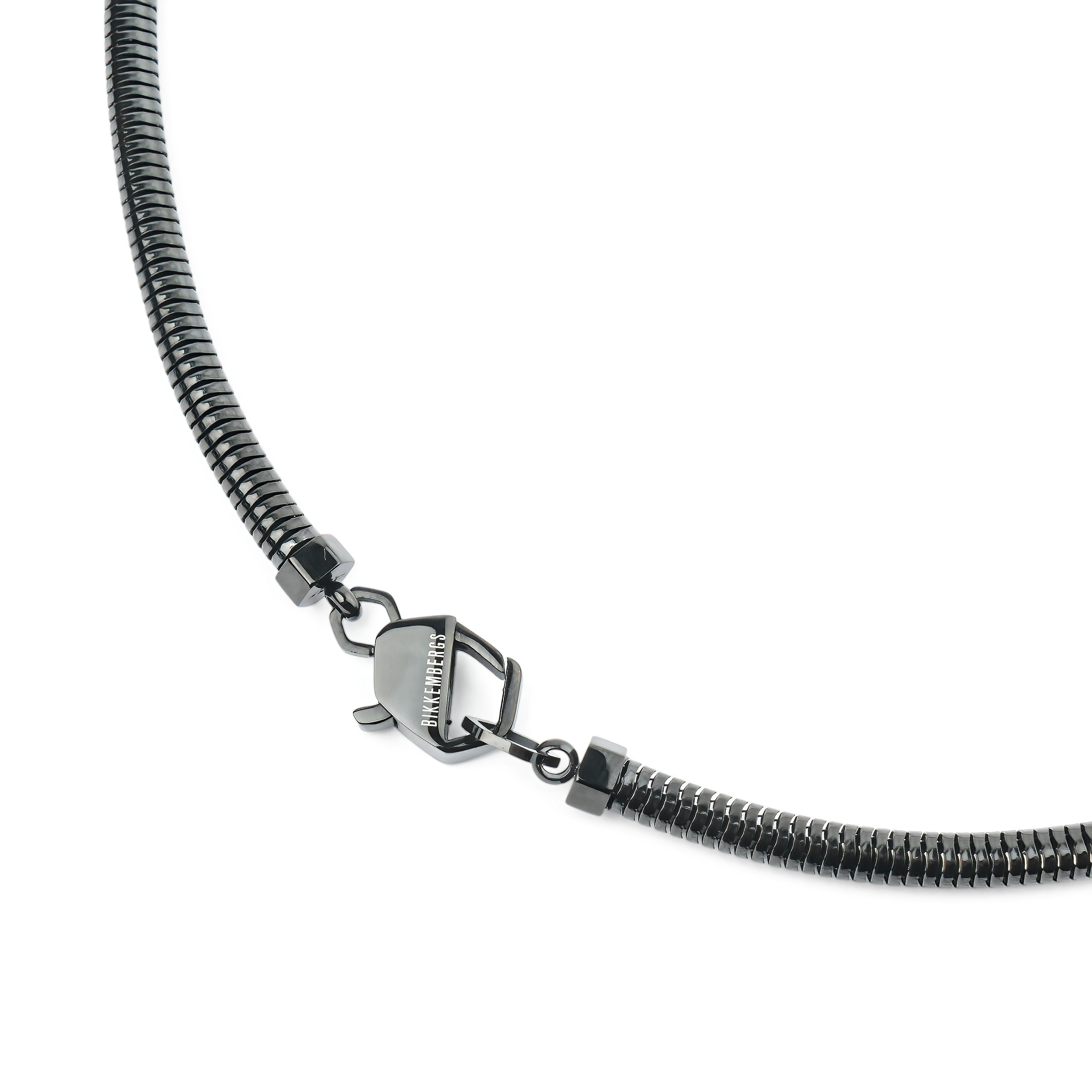 316L stainless steel necklace with one 0.01 carat white diamond; black IP coating. Length: 50