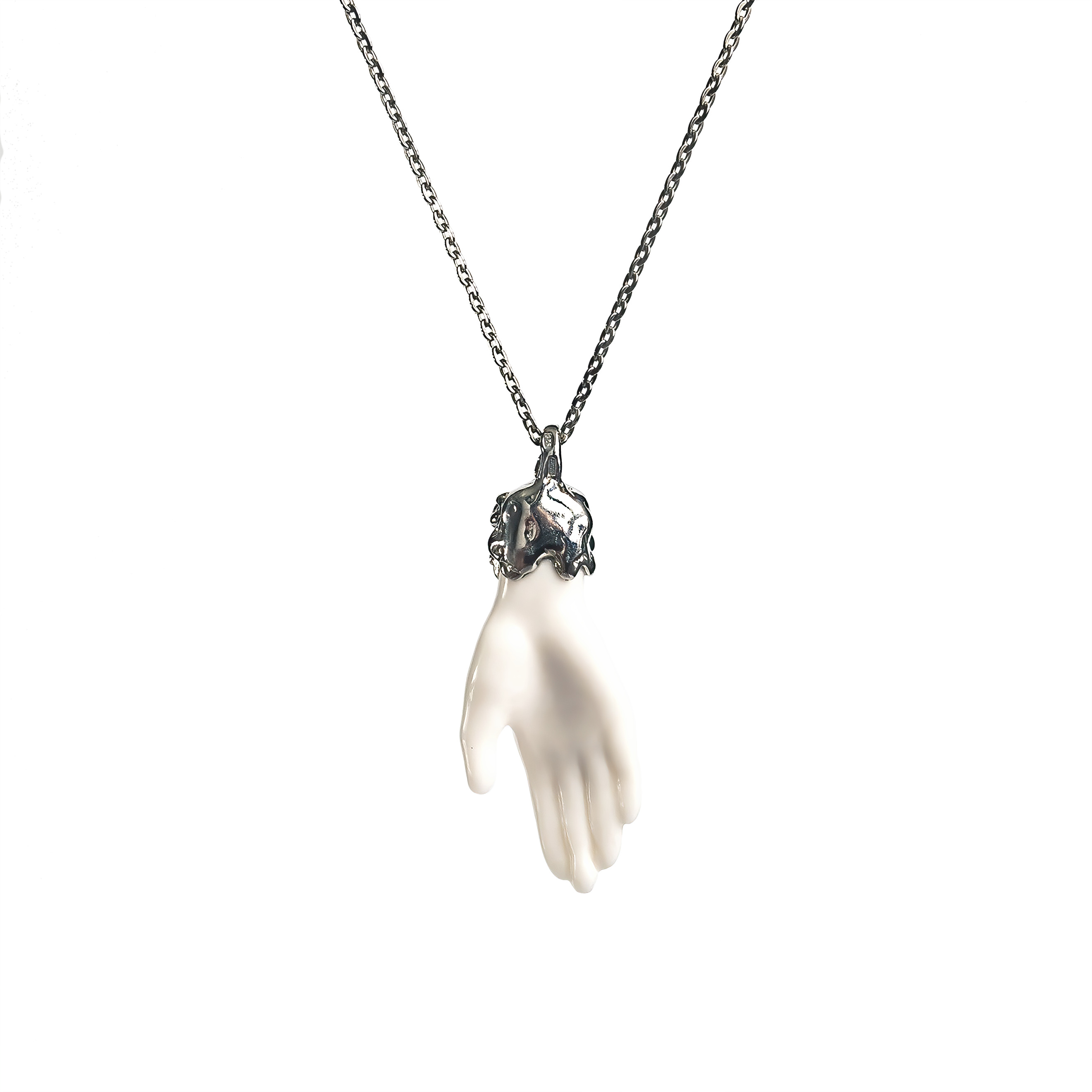 white brass palm pendant