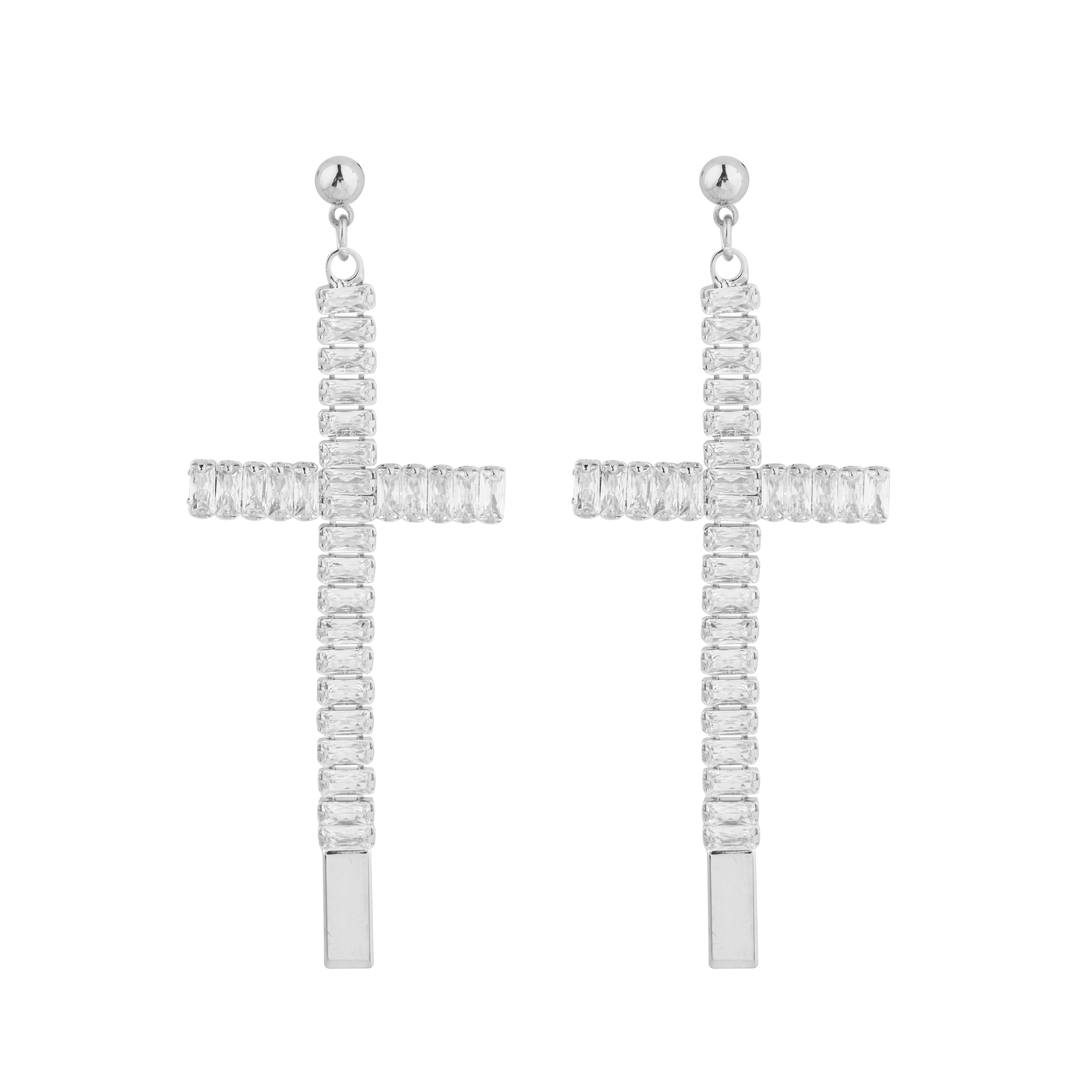 cross earrings covered with crystals