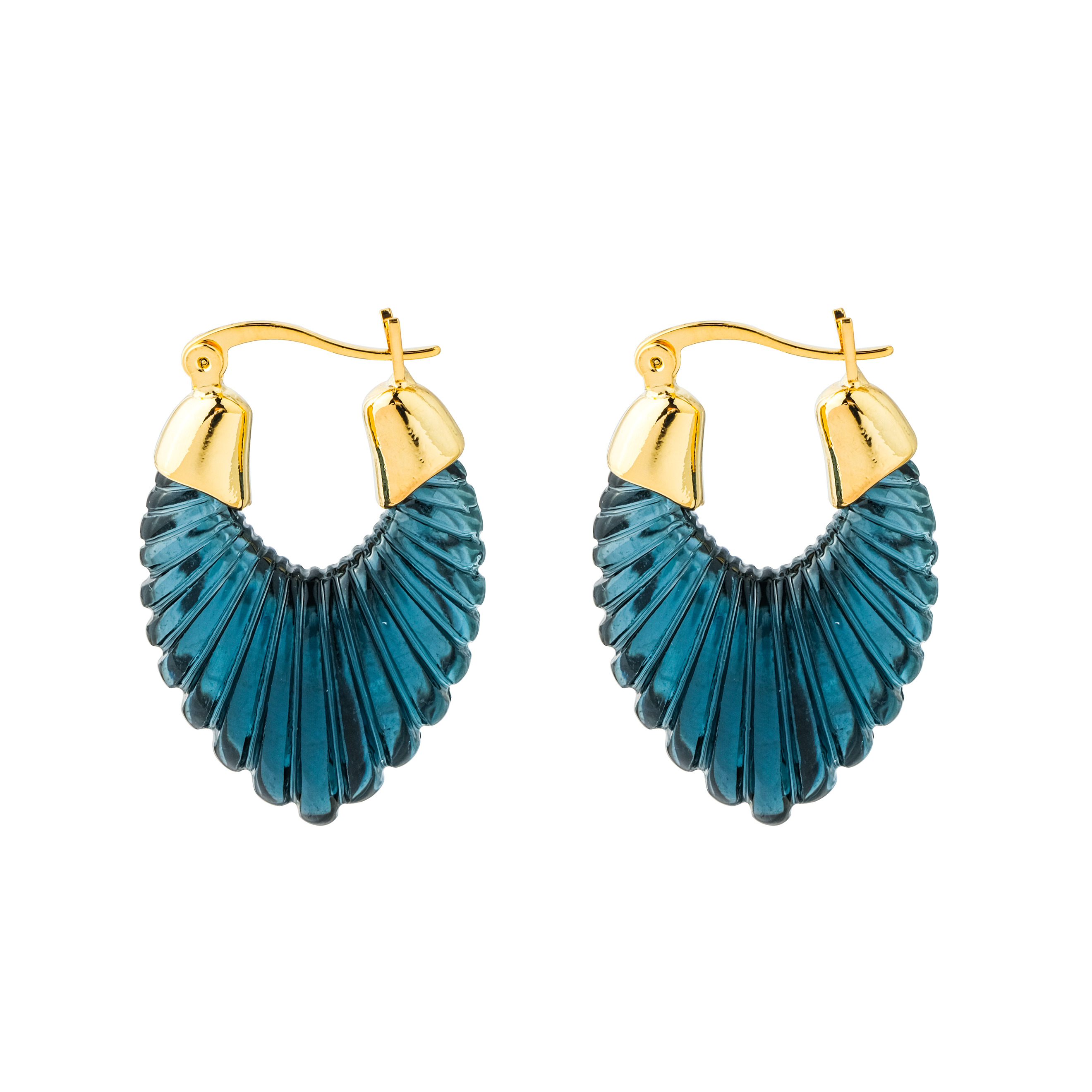 earrings with a curly dark blue insert