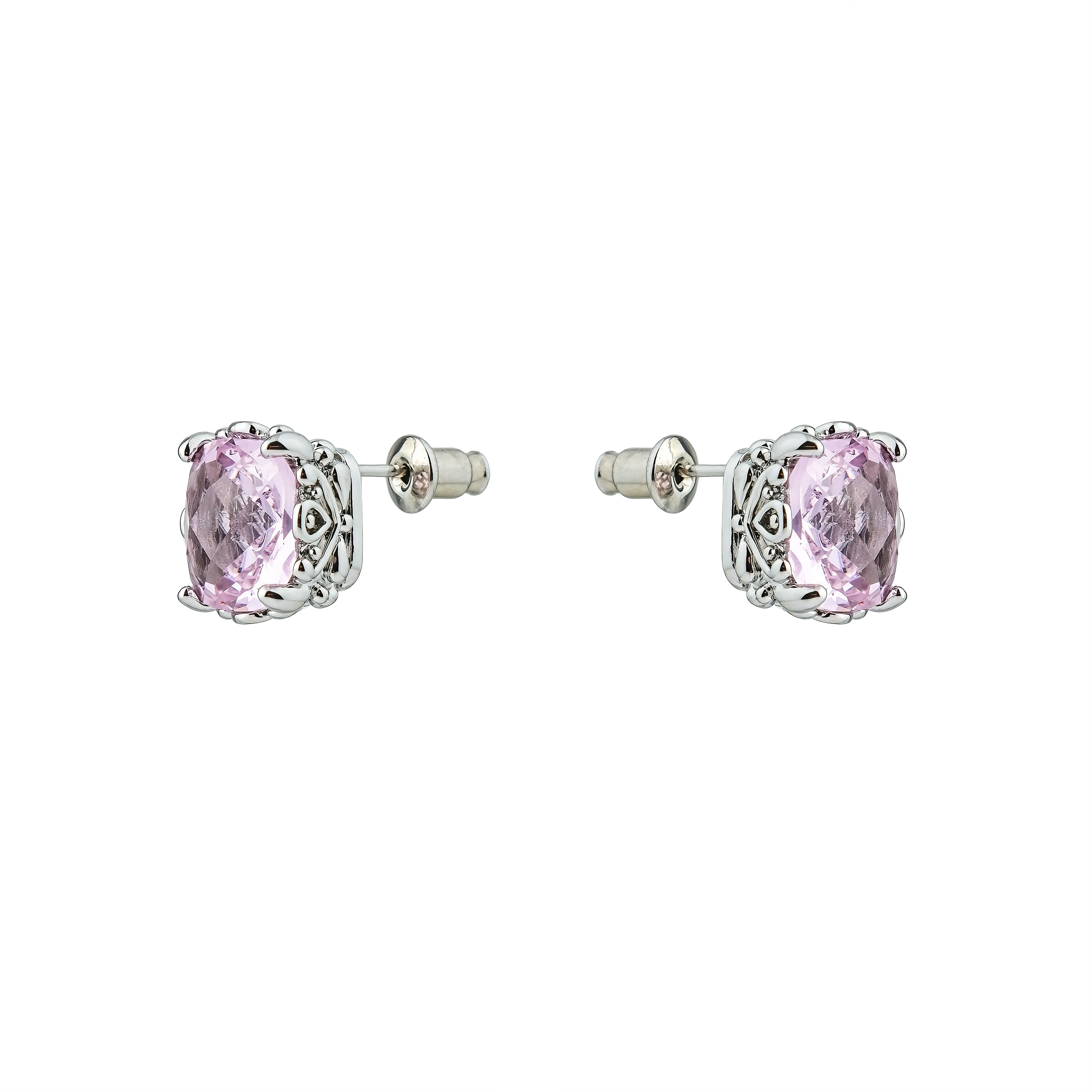 stud earrings with pink crystals