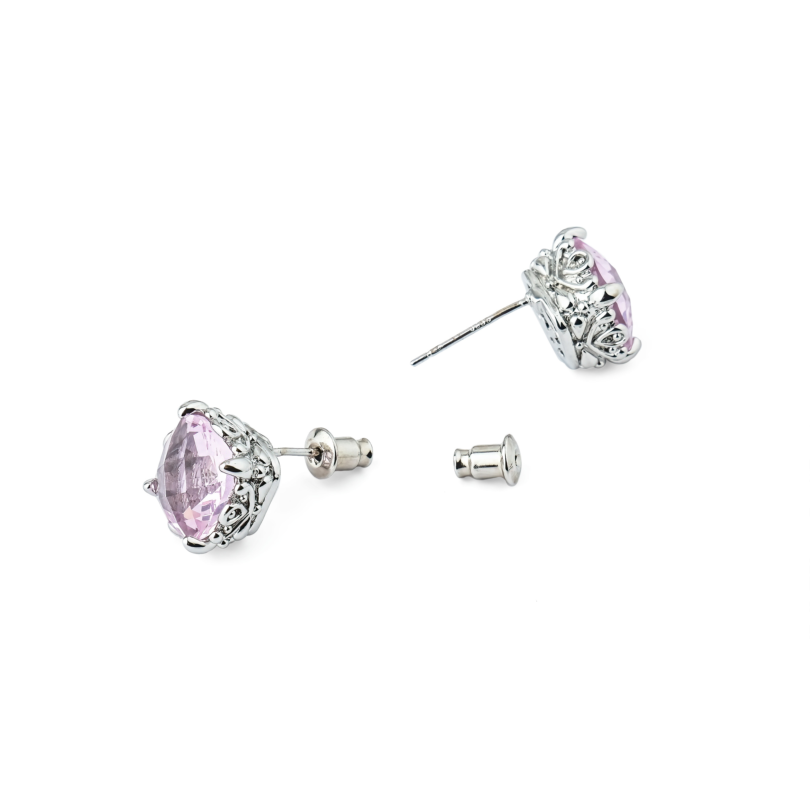 stud earrings with pink crystals