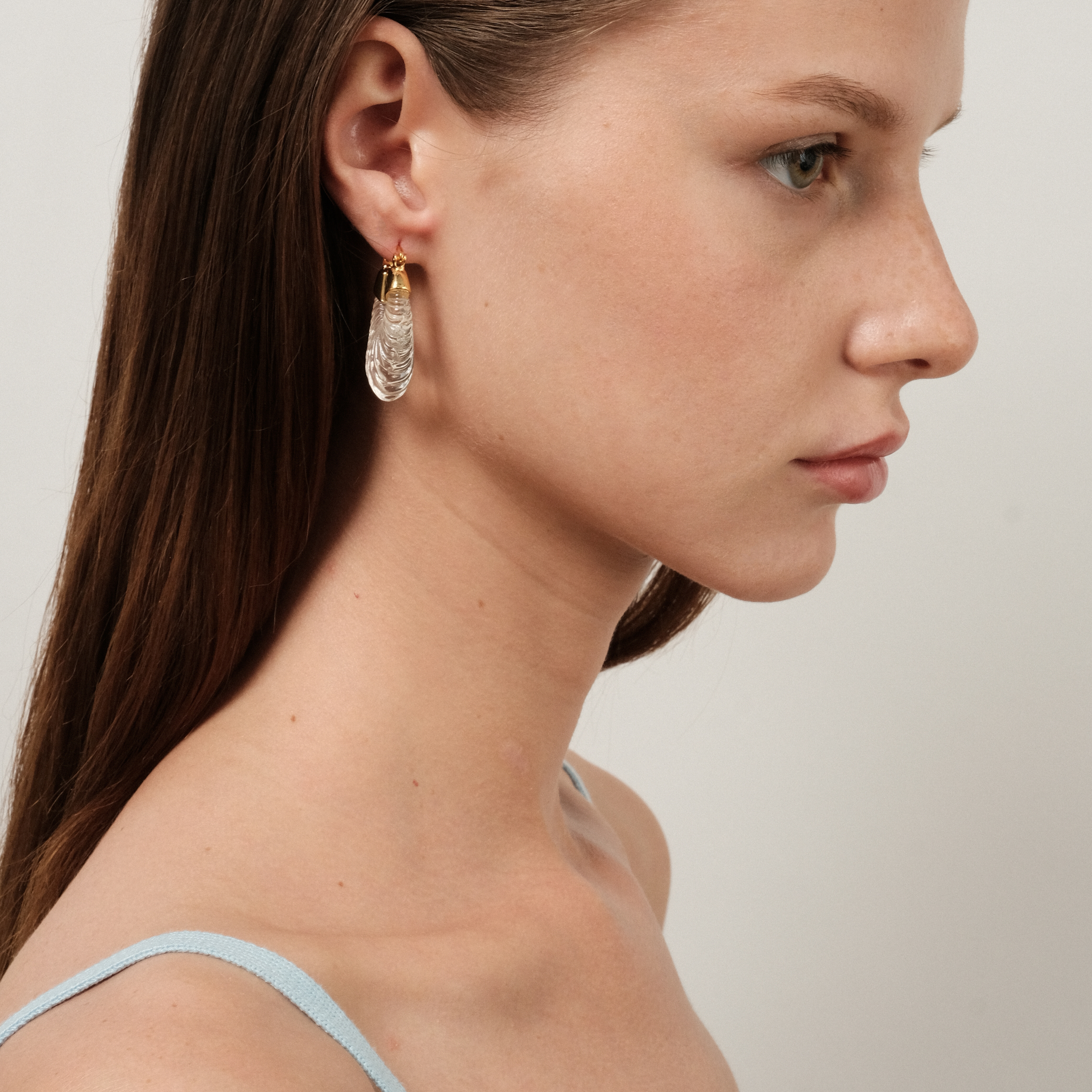 earrings with a curly white insert