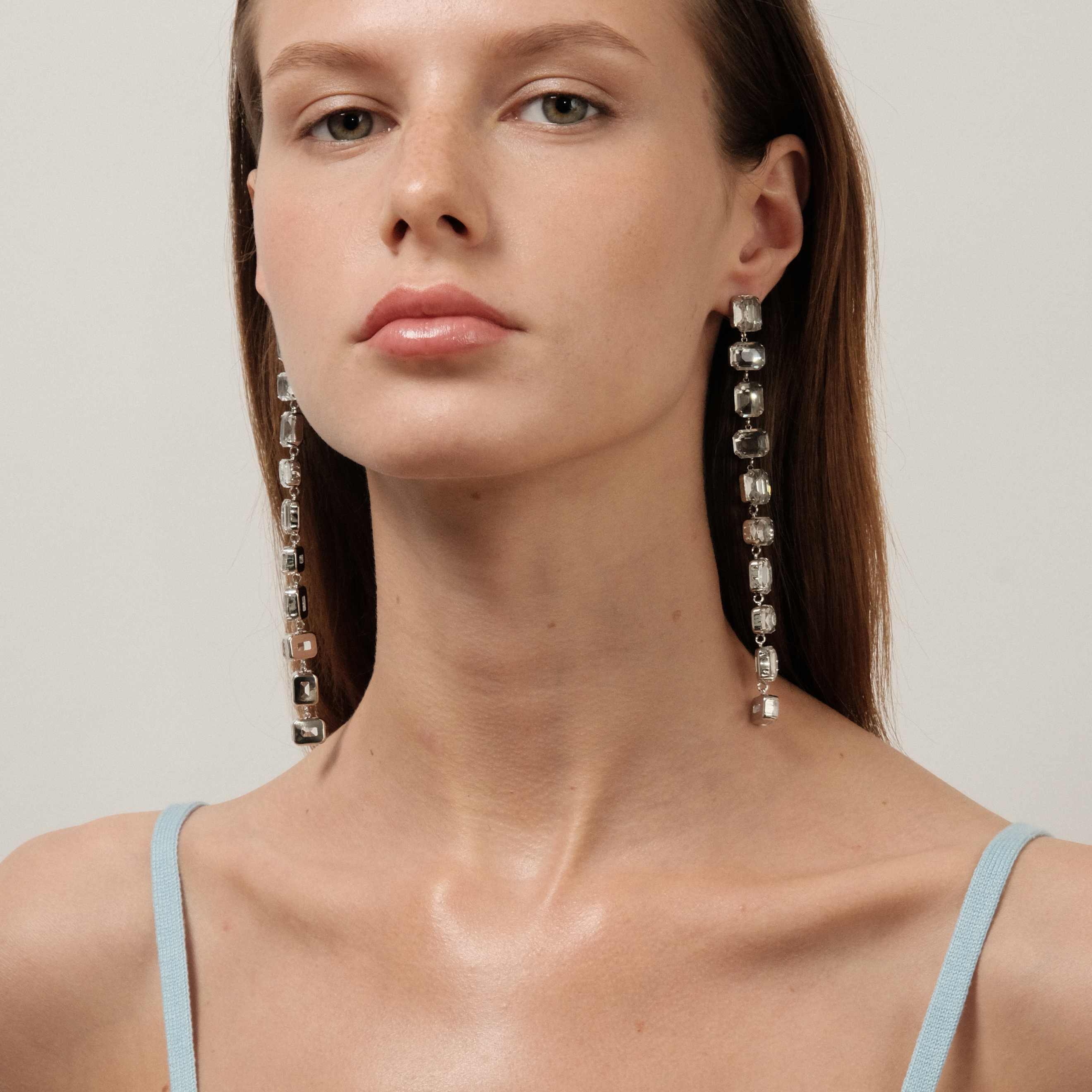 long earrings with crystals