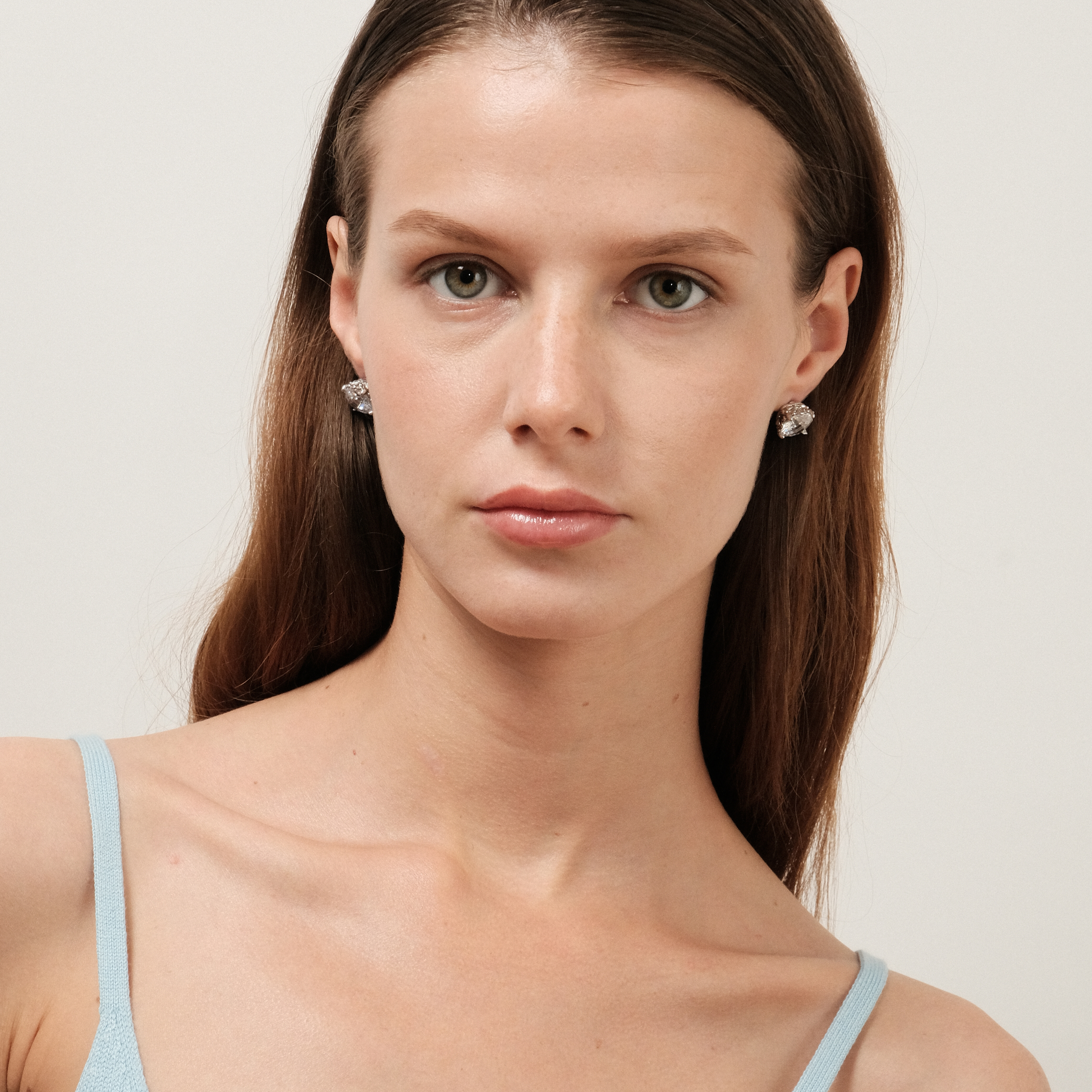 stud earrings with white crystals