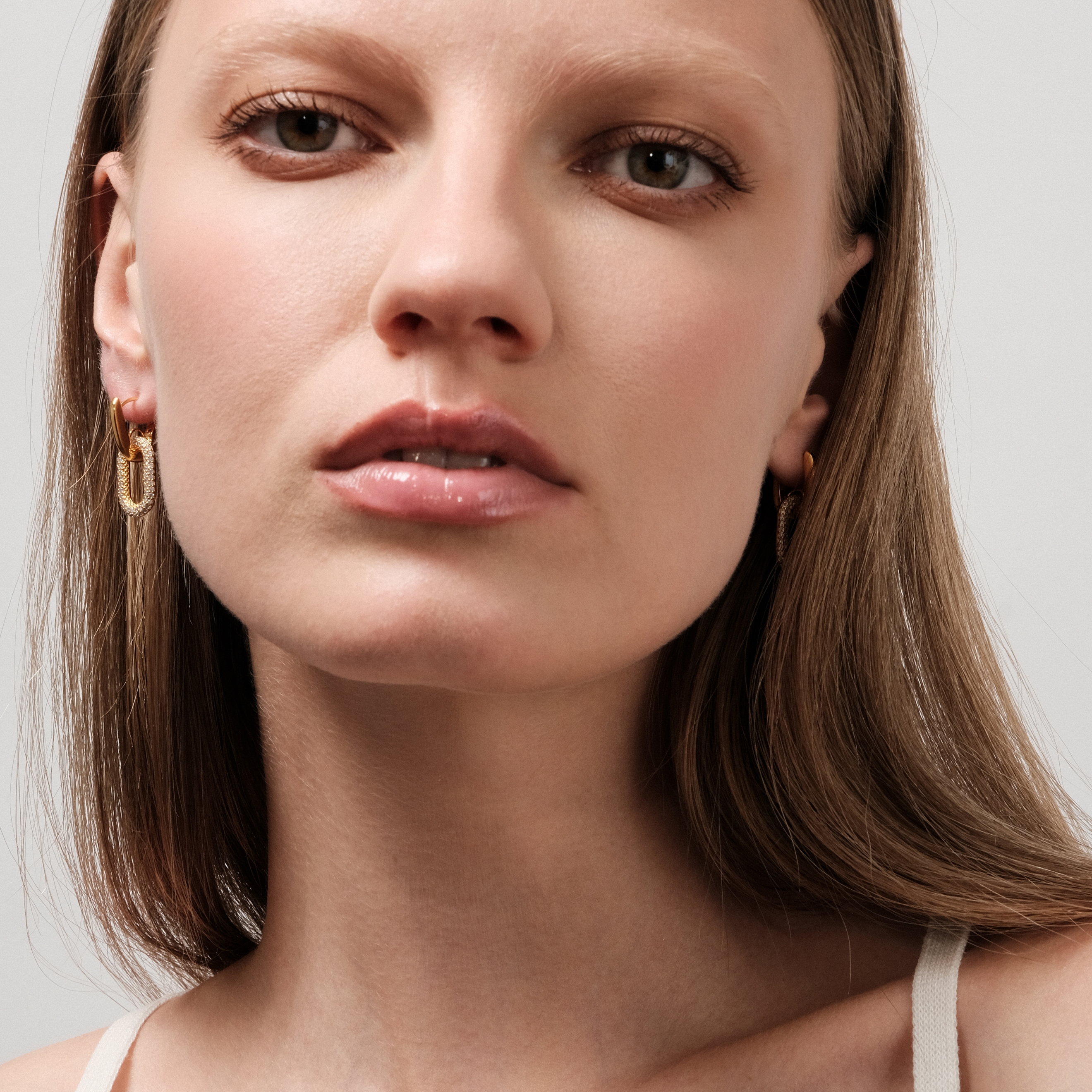 earrings with ovals and crystals