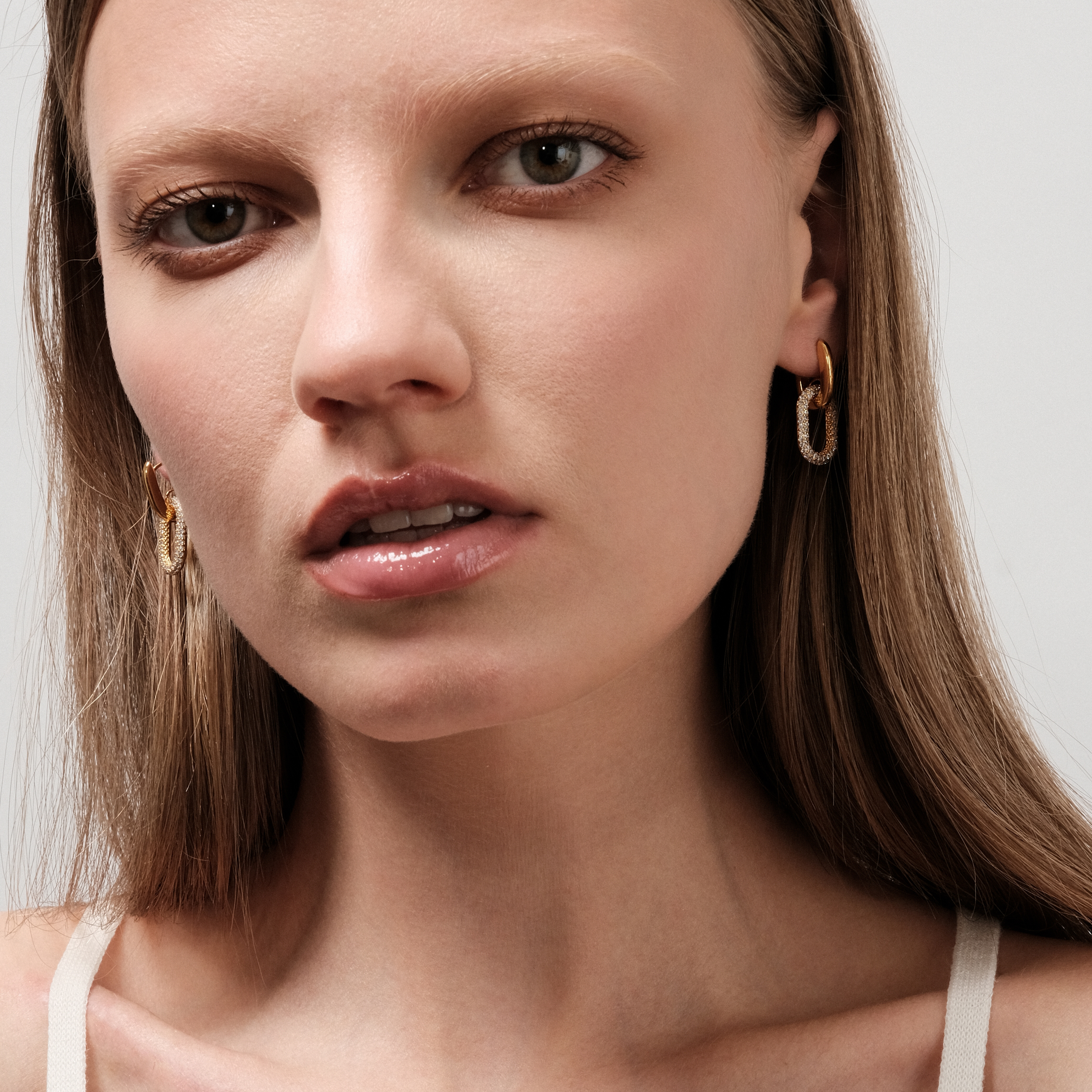 earrings with ovals and crystals