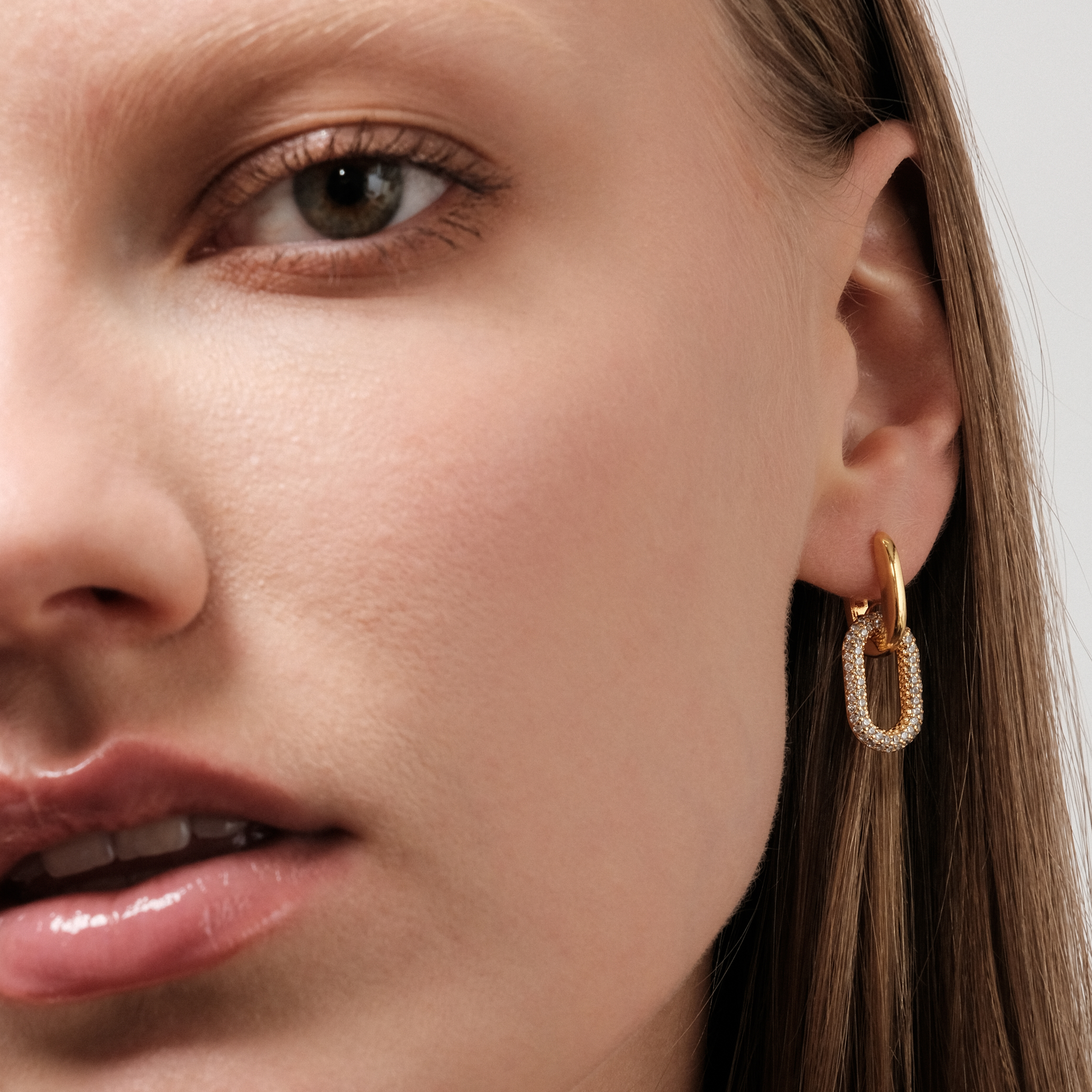 earrings with ovals and crystals