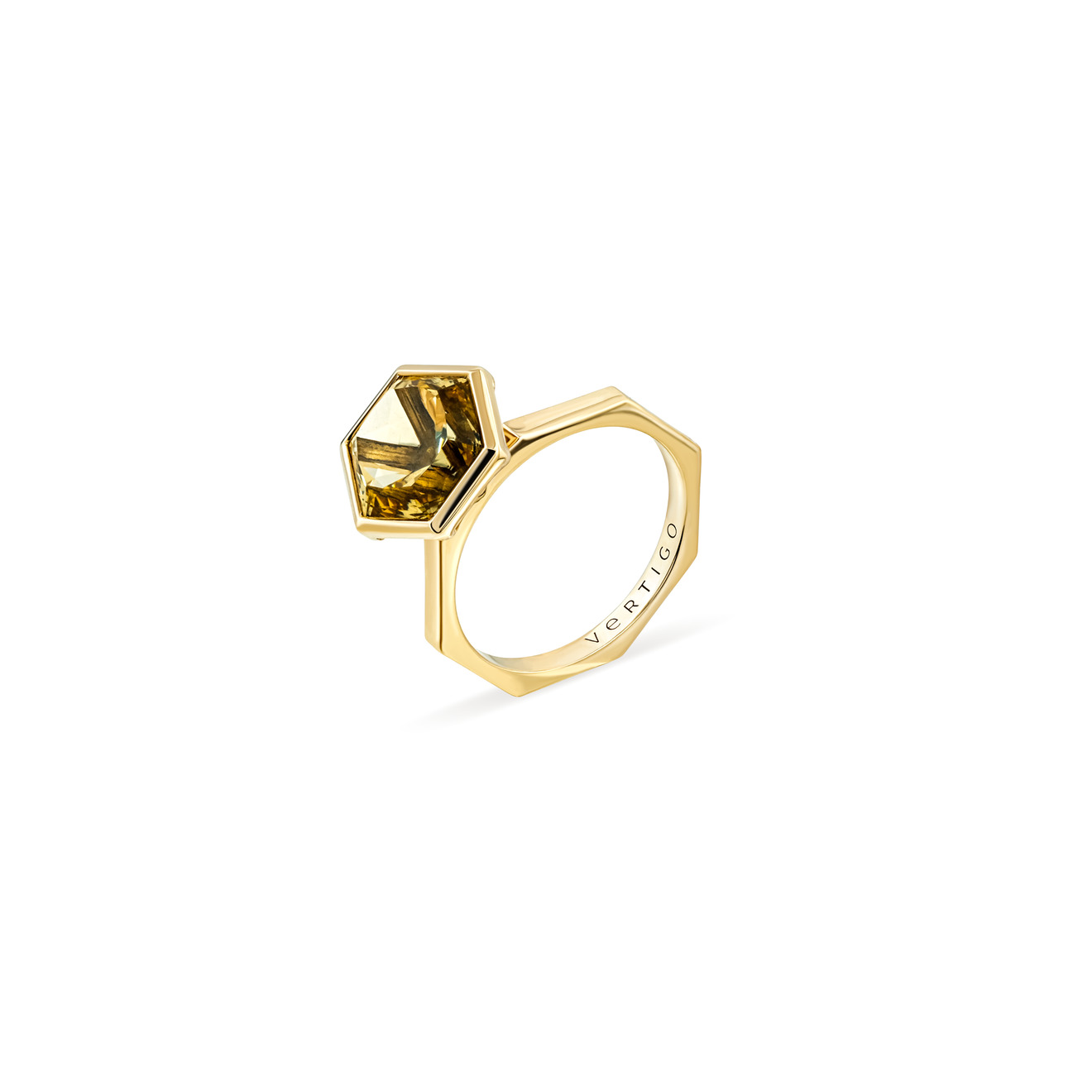 Vertigo Jewellery Lab Кольцо HEXO из золота с цитрином авторской огранки