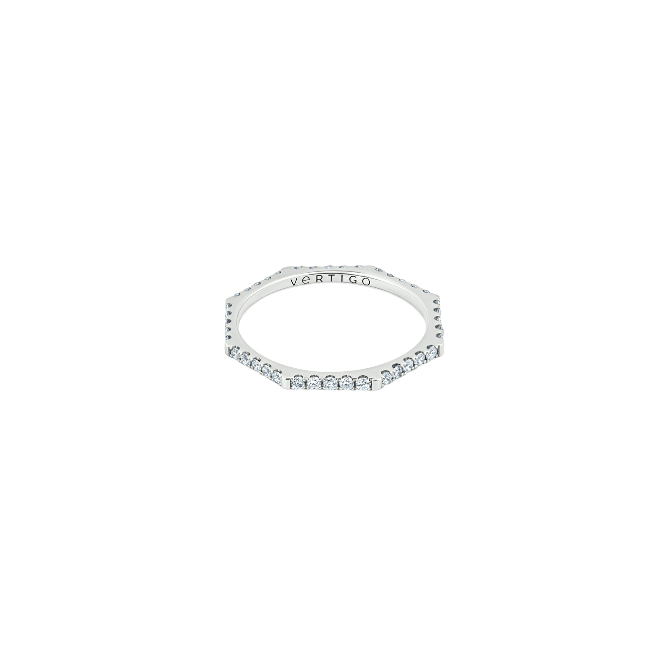 цена Vertigo Jewellery Lab Кольцо HEXO diamond из белого золота с дорожой из бриллиантов