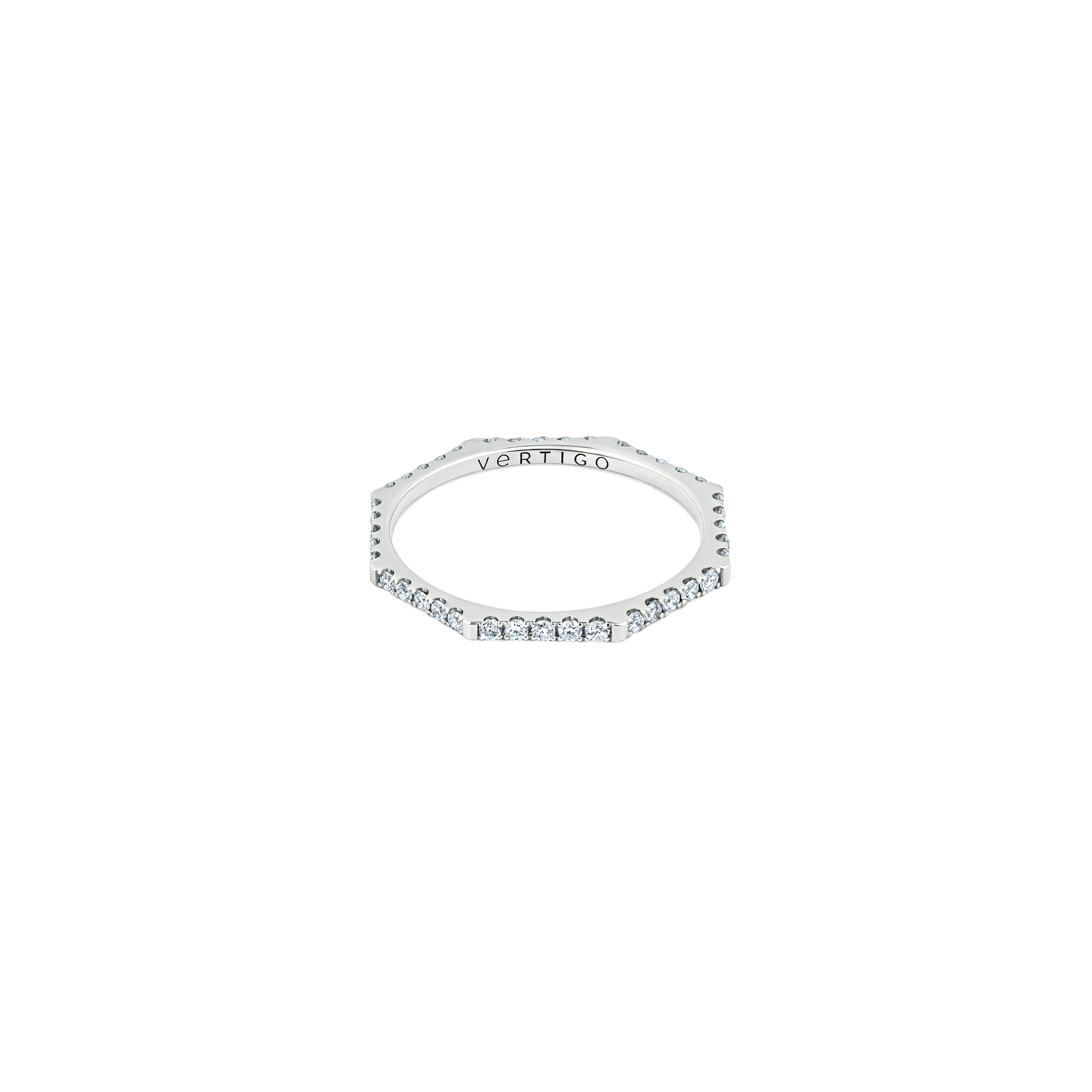 Тонкие кольца Vertigo Jewellery Lab Кольцо HEXO diamond с дорожкой из бриллиантов