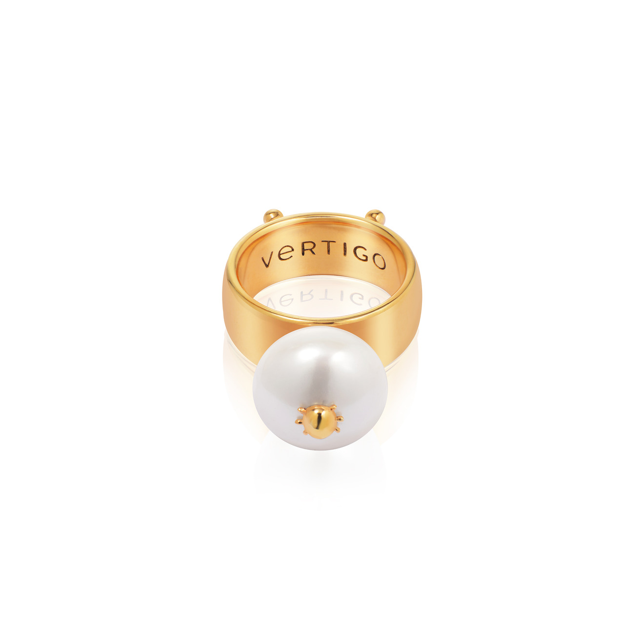 Vertigo Jewellery Lab Позолоченное кольцо СLEOPTR LADYBUG RING из серебра с речным жемчугом