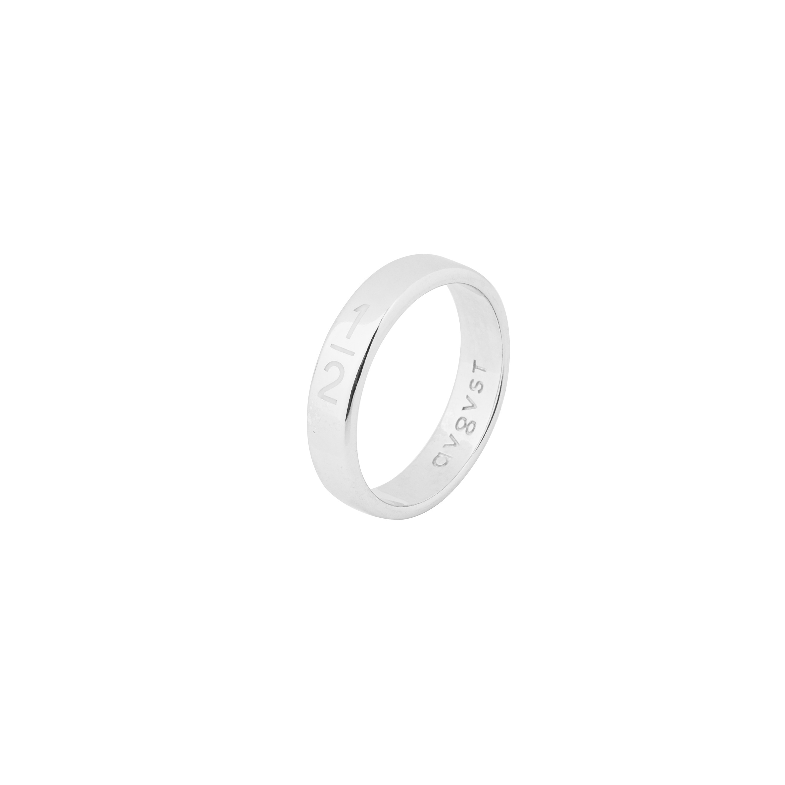 1/2 silver ring with white enamel