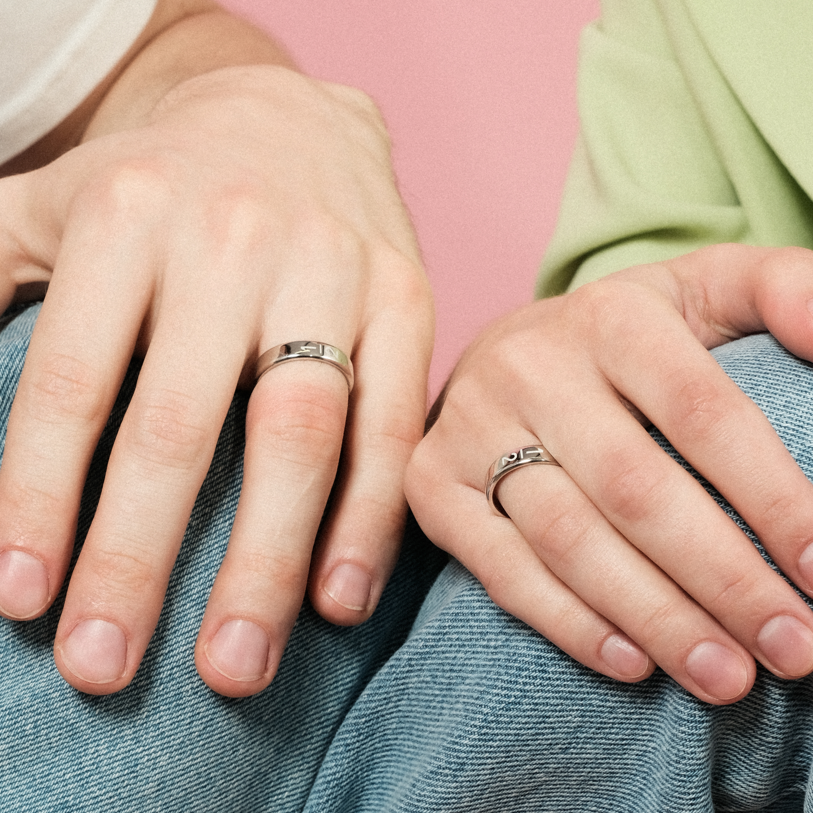 1/2 silver ring with white enamel