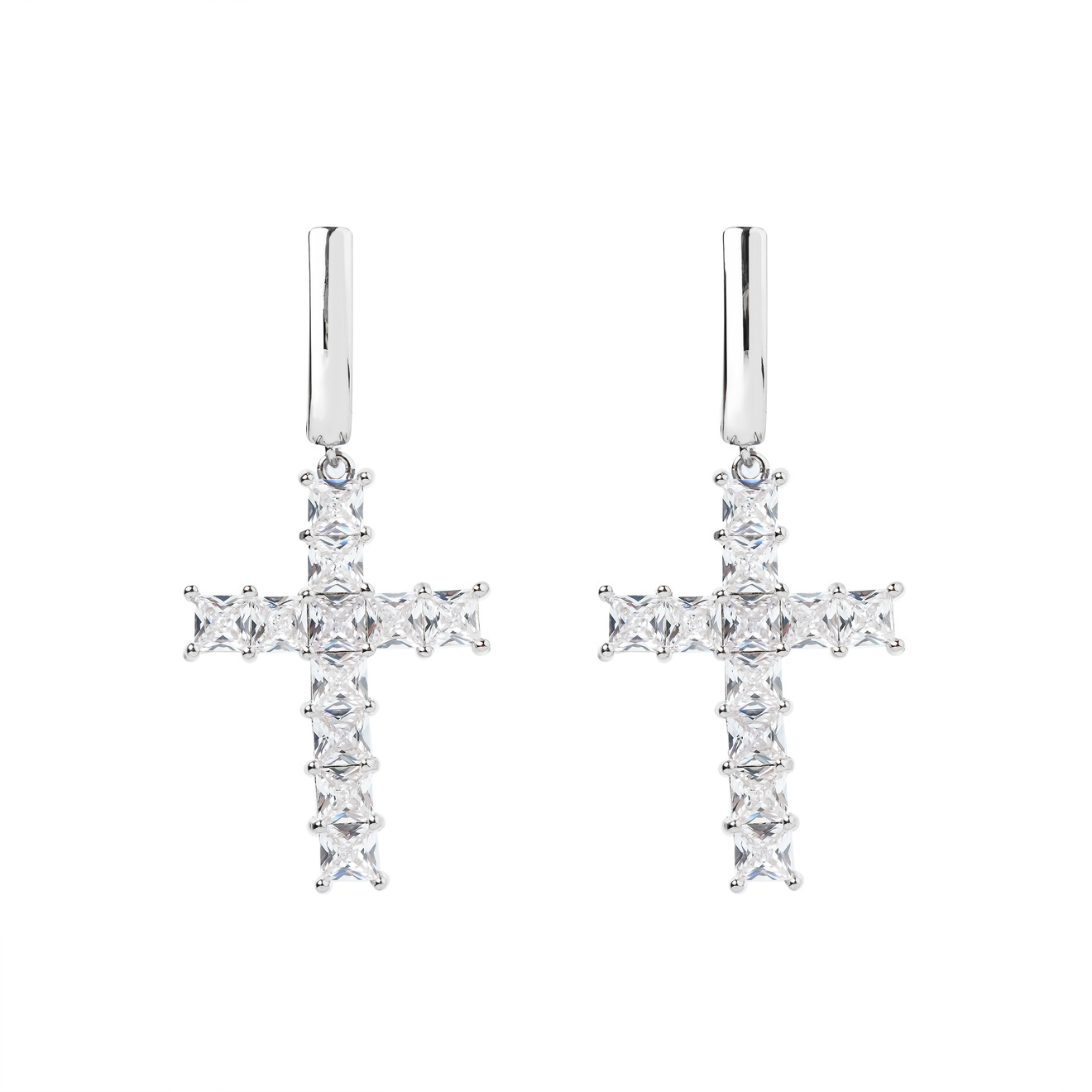 herald percy серебристые серьги кресты с кристалами Herald Percy Серебристые серьги-кресты с кристаллами