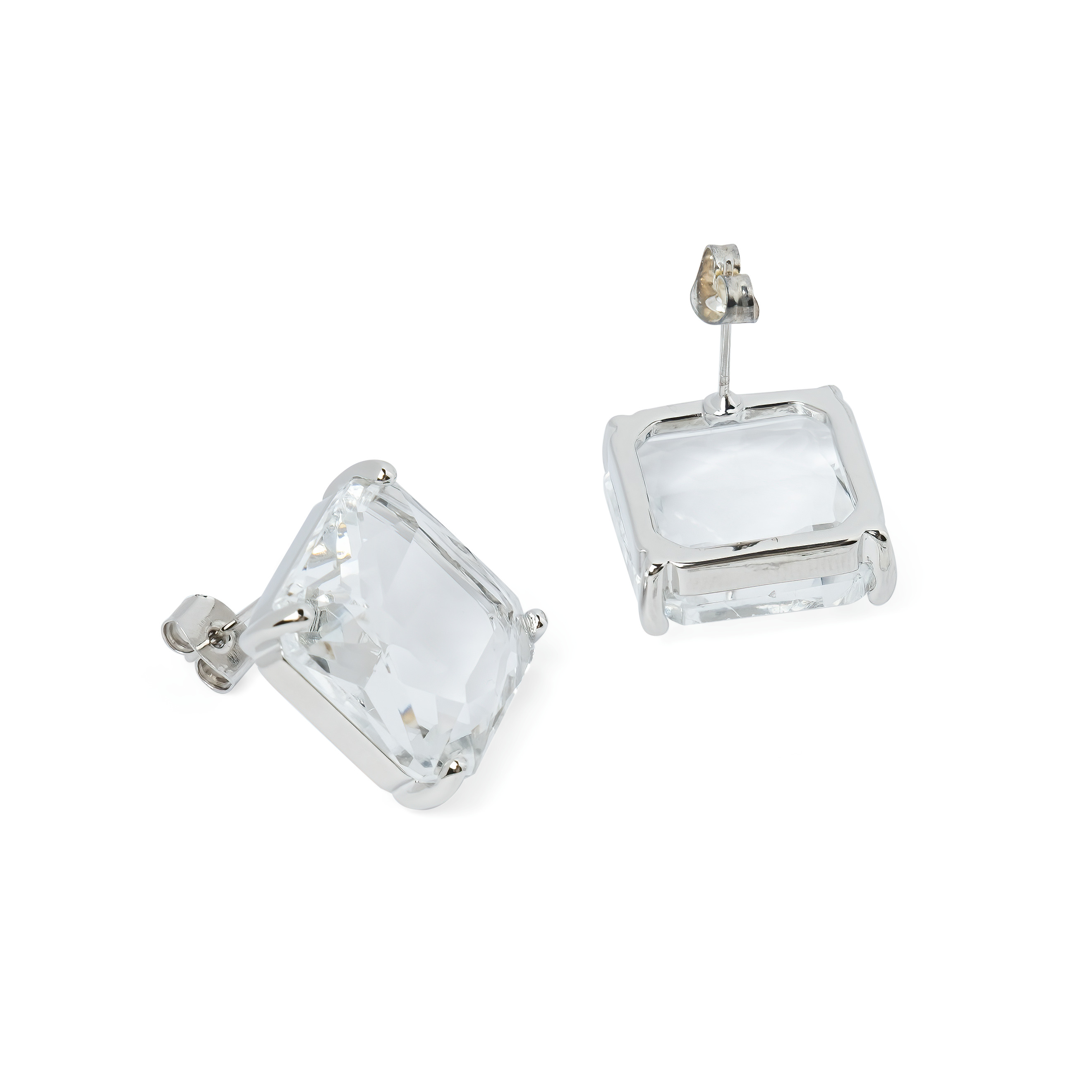 earrings with a large square crystal
