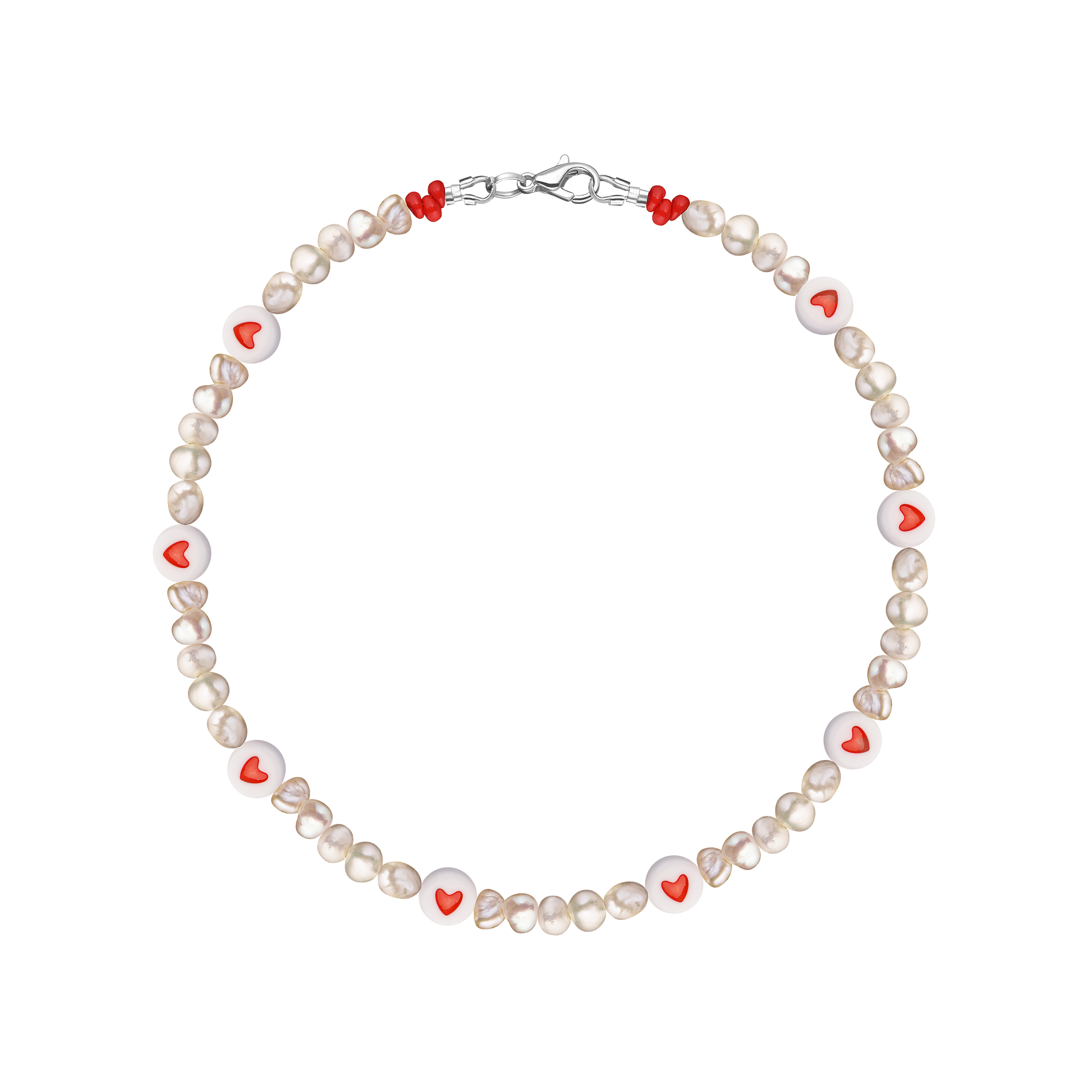 Pearl anklet with hearts