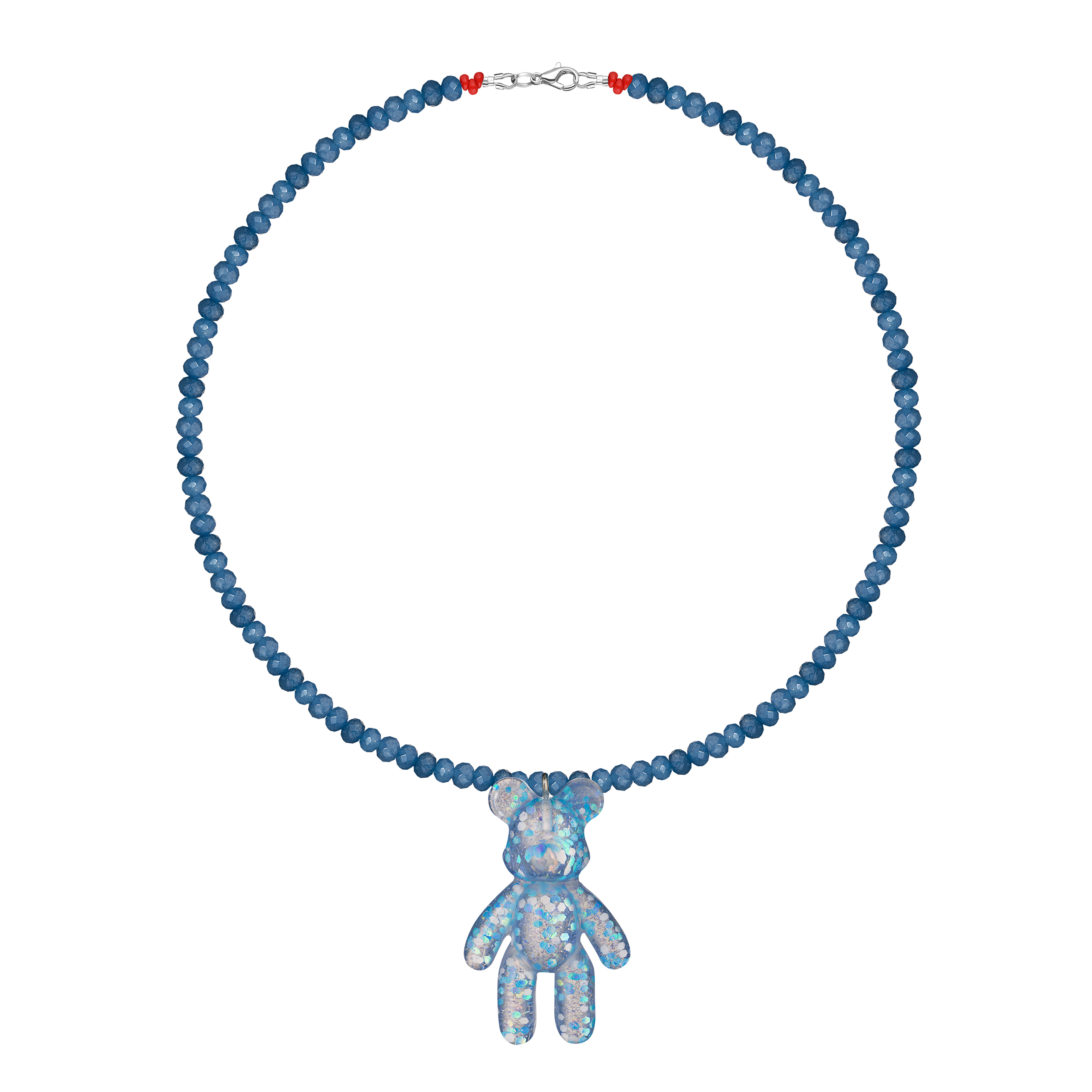 Blue Confetti Bear Necklace