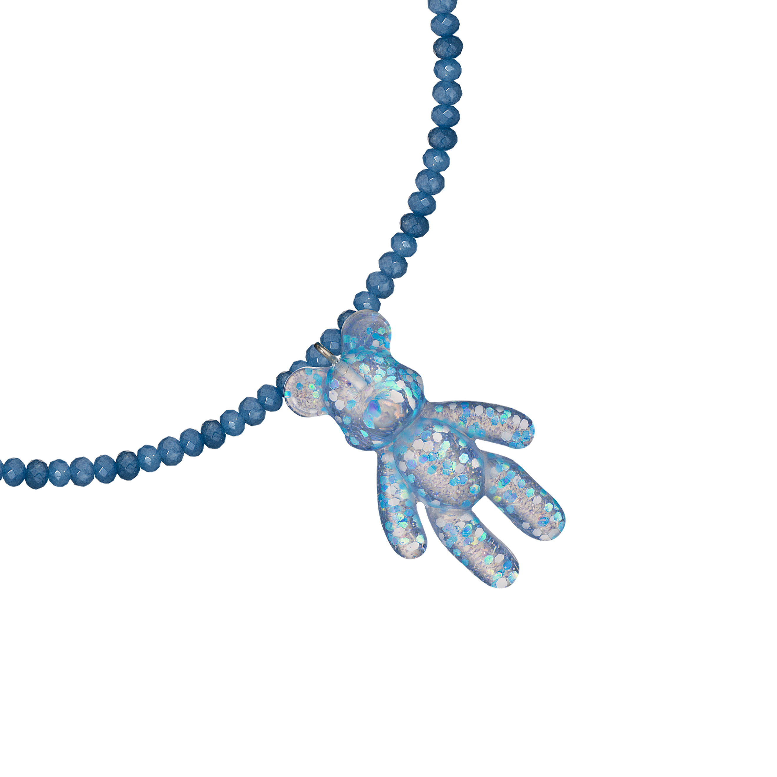 Blue Confetti Bear Necklace