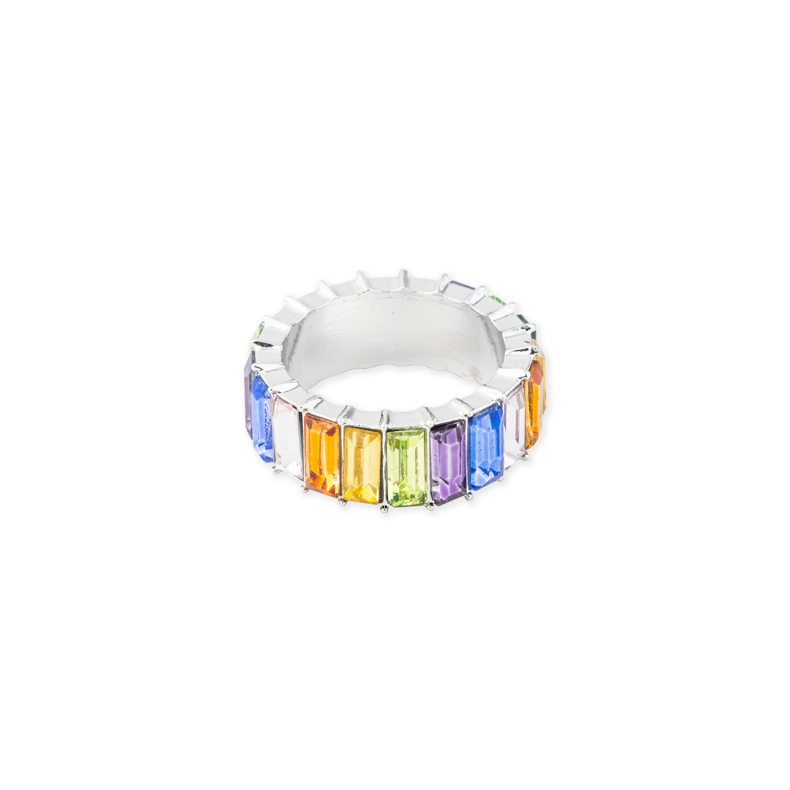 ring with multicolored crystals