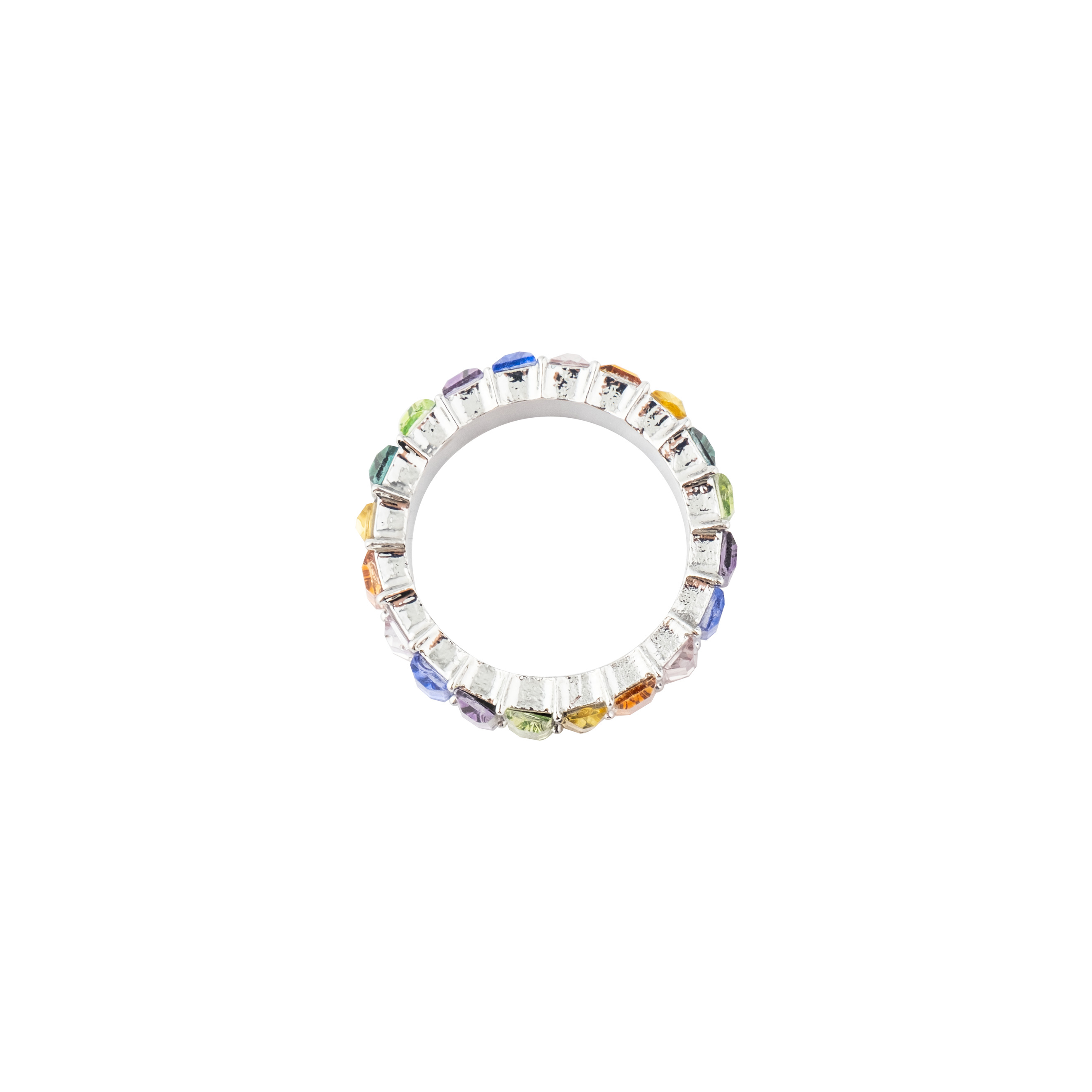 ring with multicolored crystals