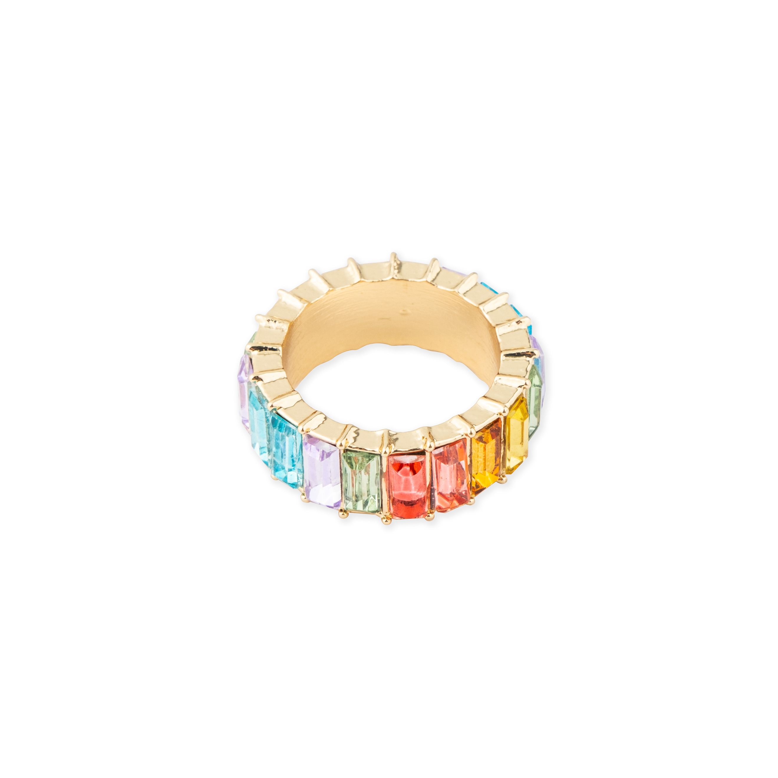 ring with pastel crystals