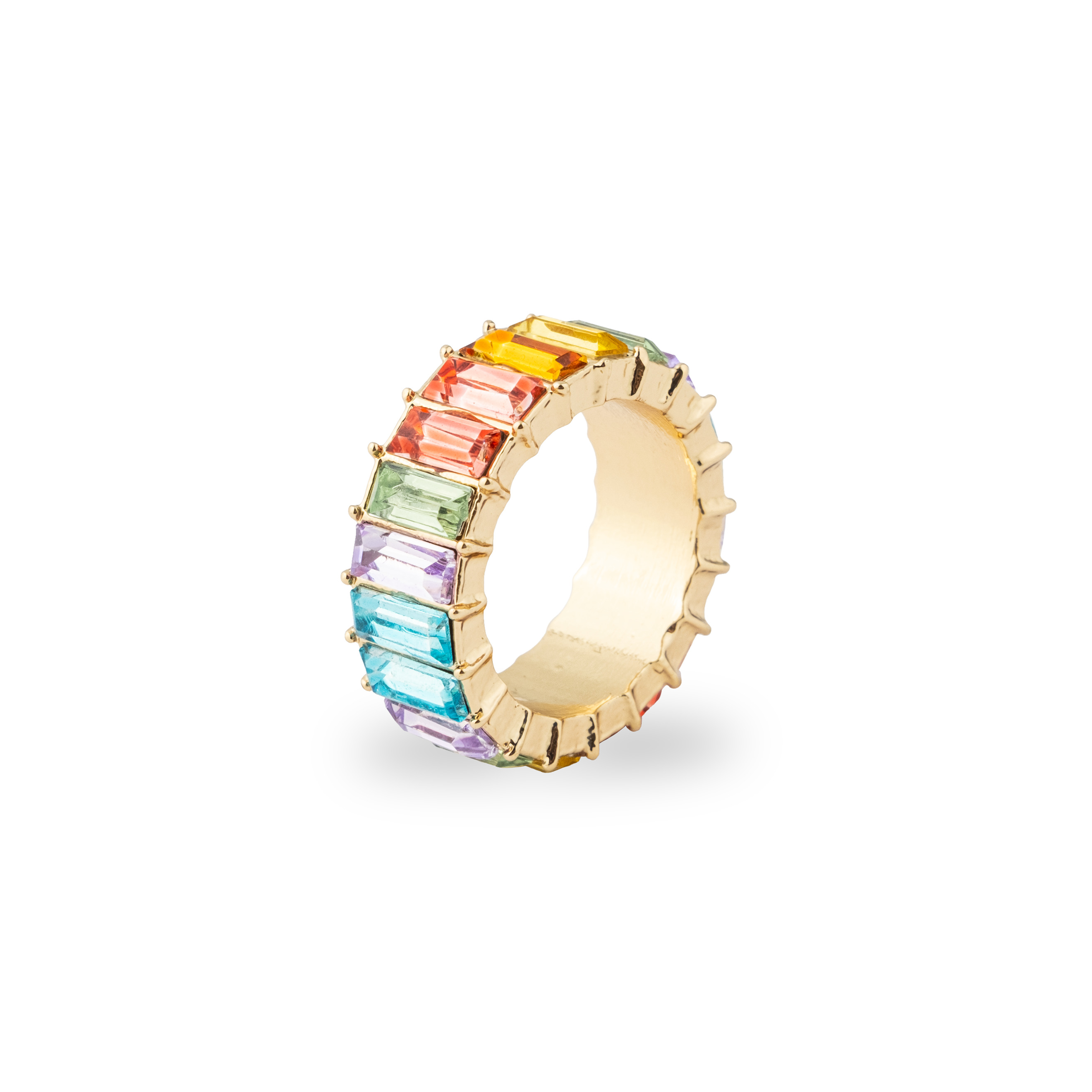 ring with pastel crystals