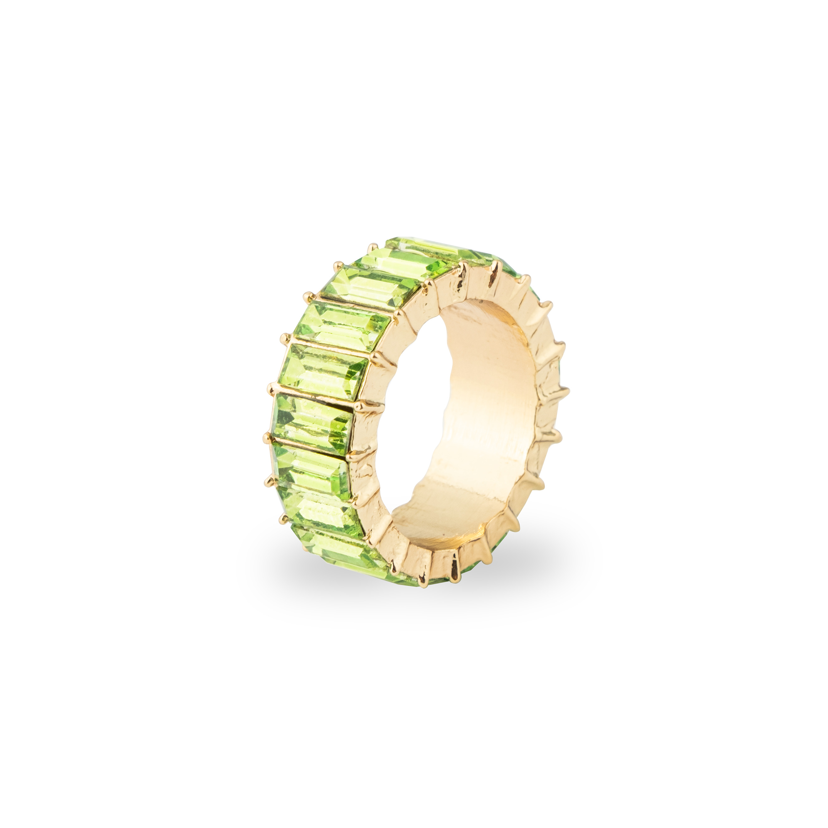 ring with green crystals