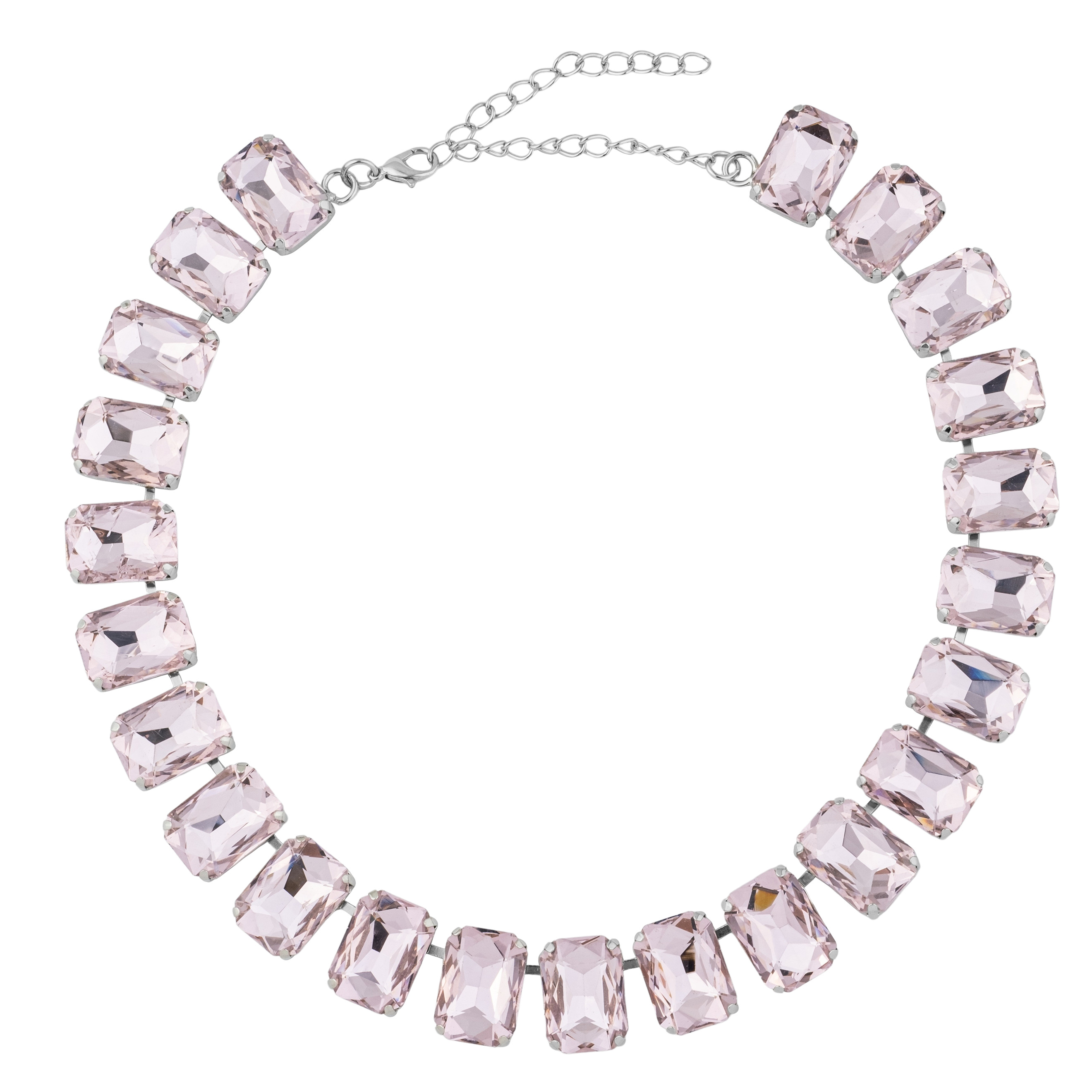 Necklace with large pink crystals