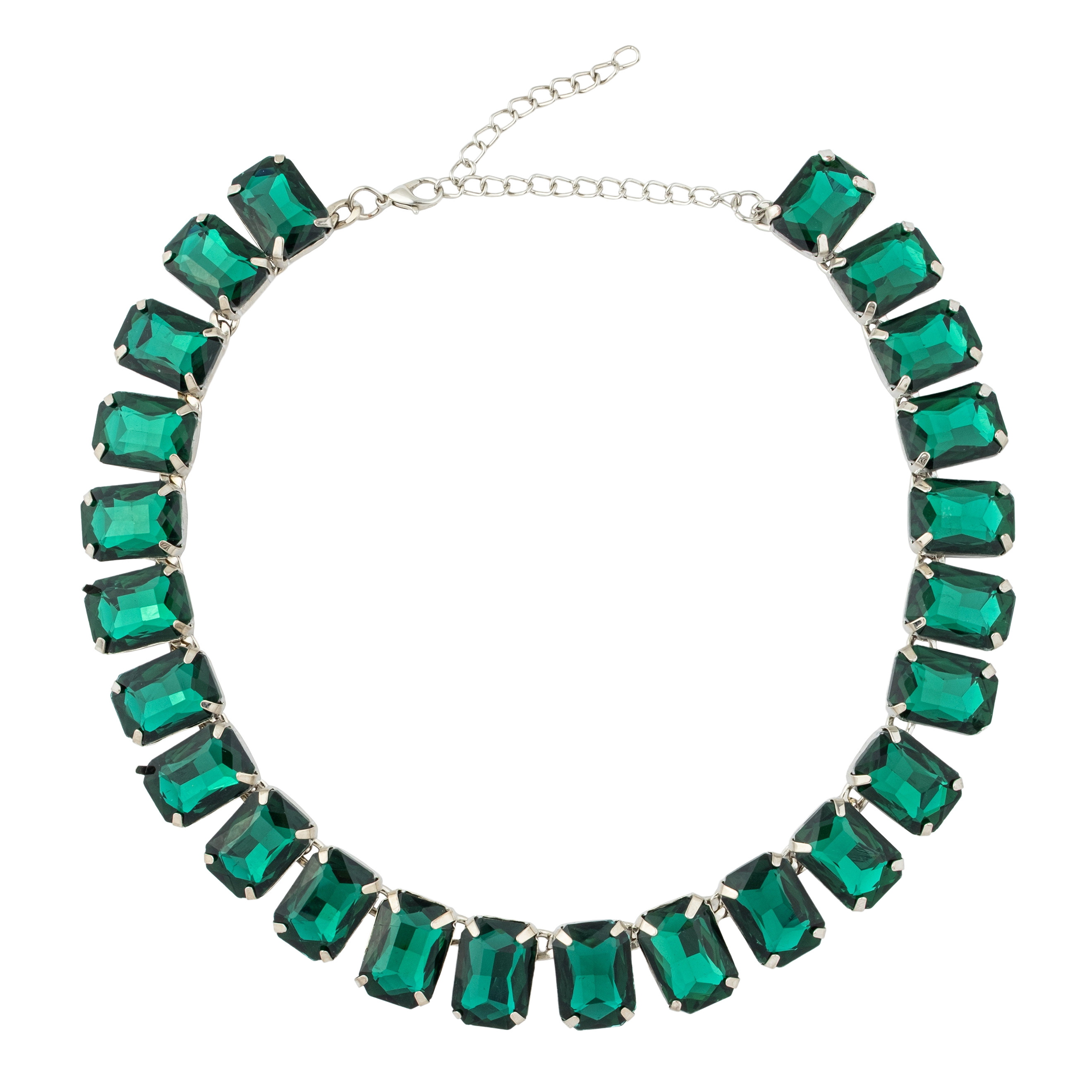 Necklace with large green crystals