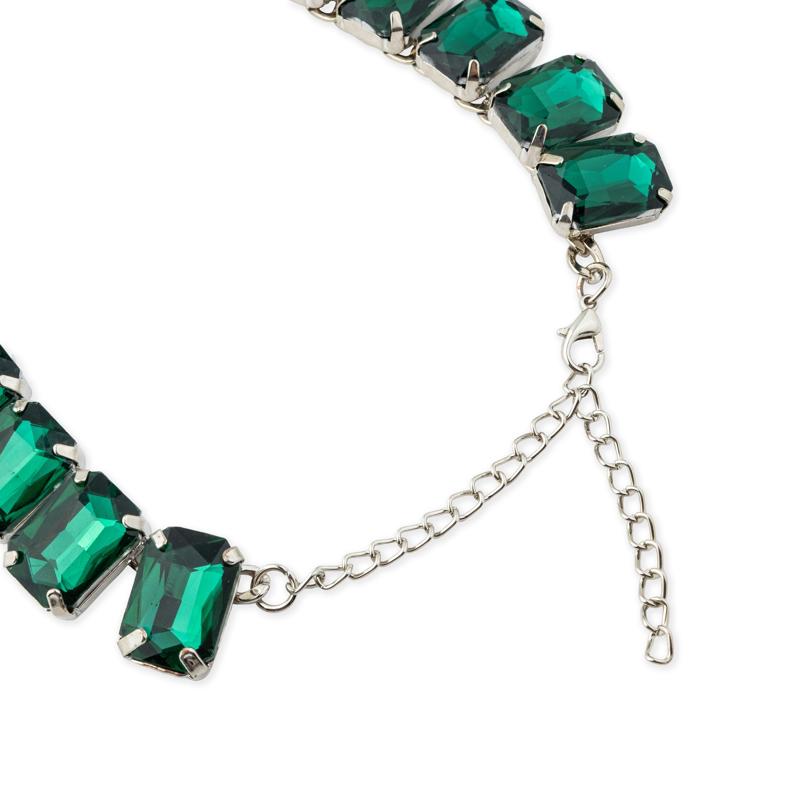 Necklace with large green crystals