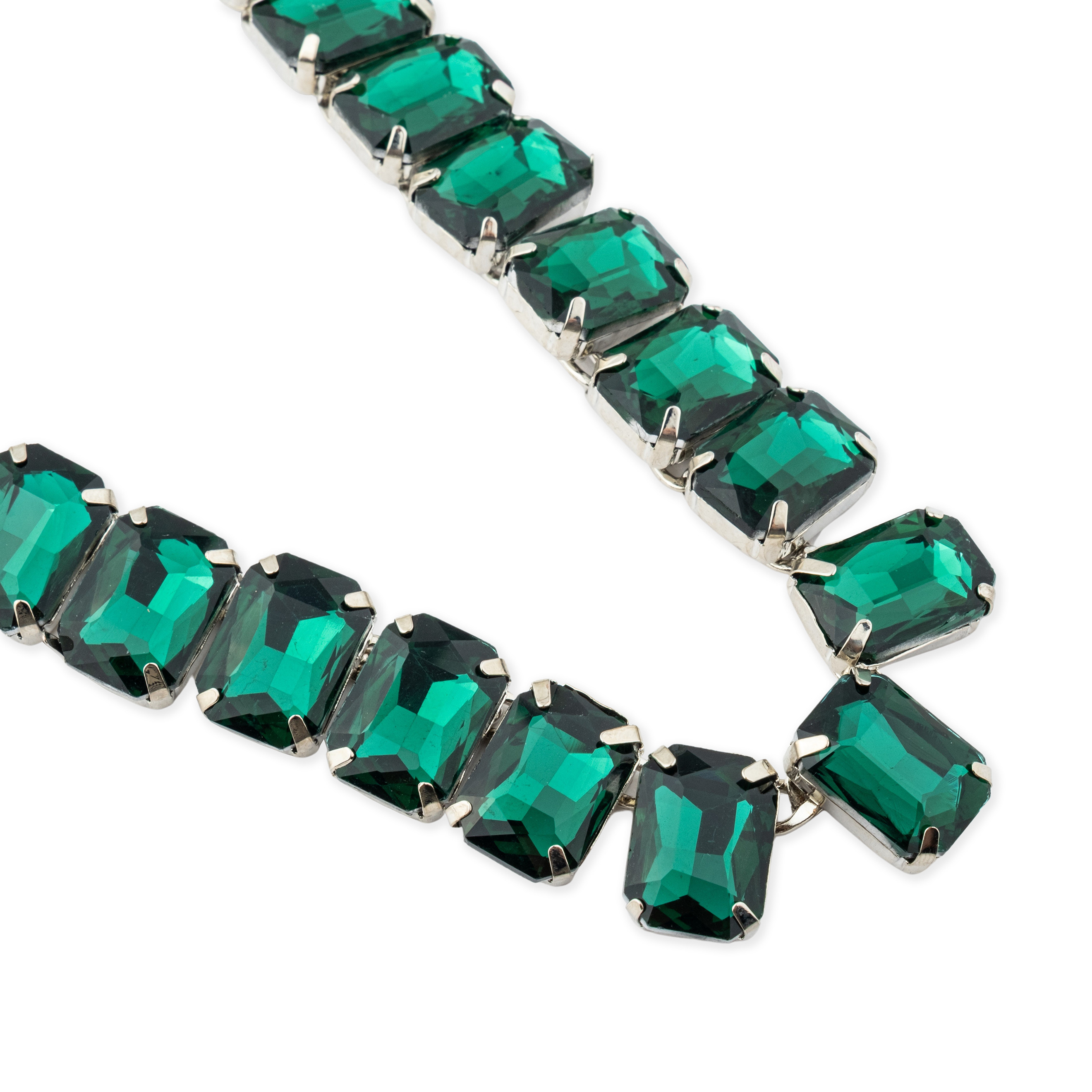 Necklace with large green crystals