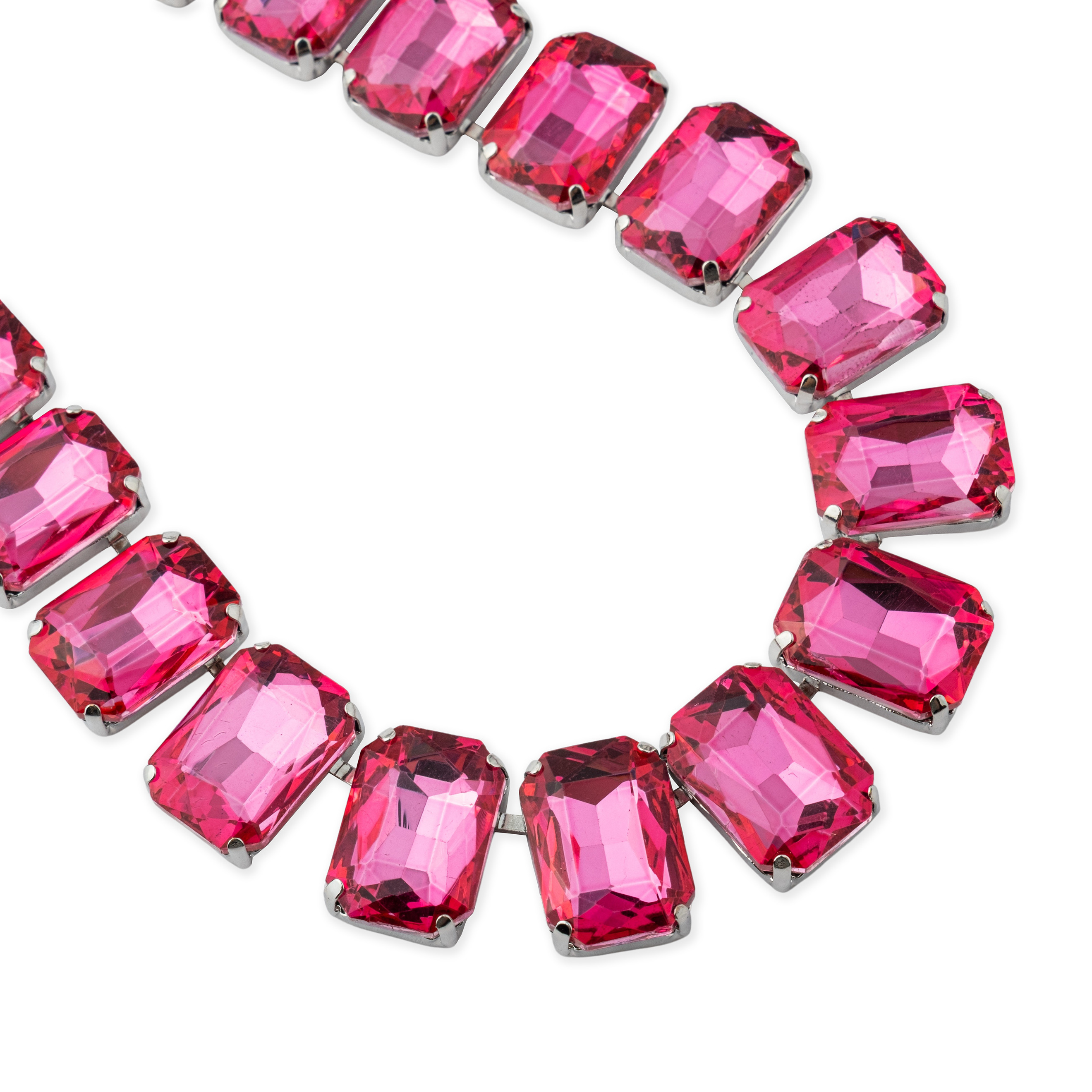 Necklace with large fuchsia crystals