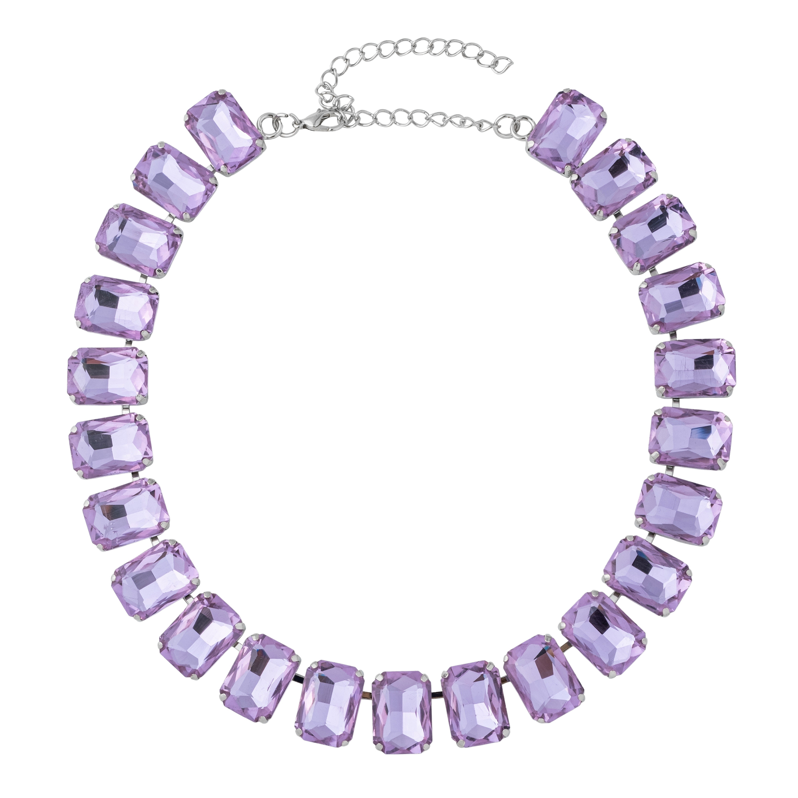 Necklace with large purple crystals