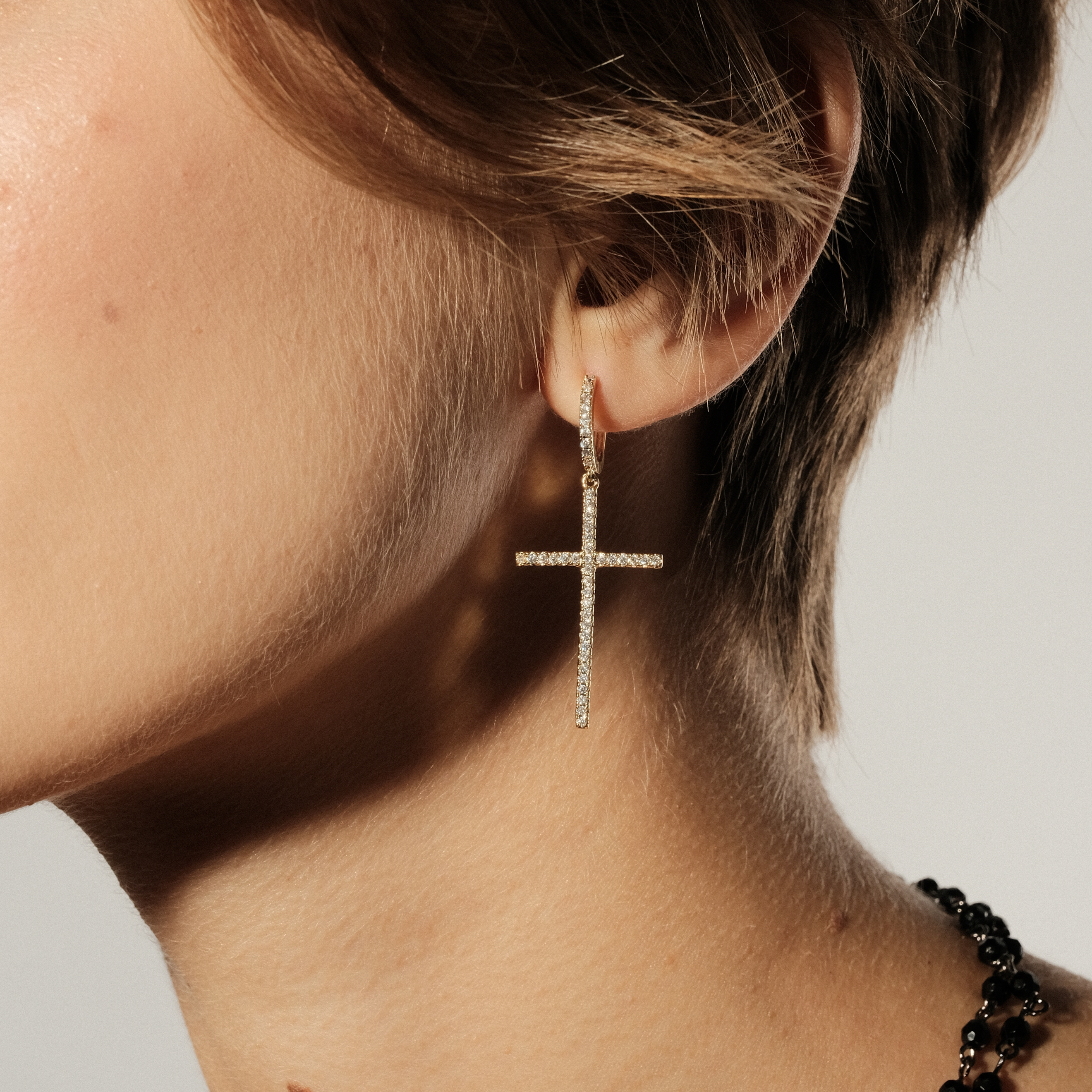 Thin Cross Earrings