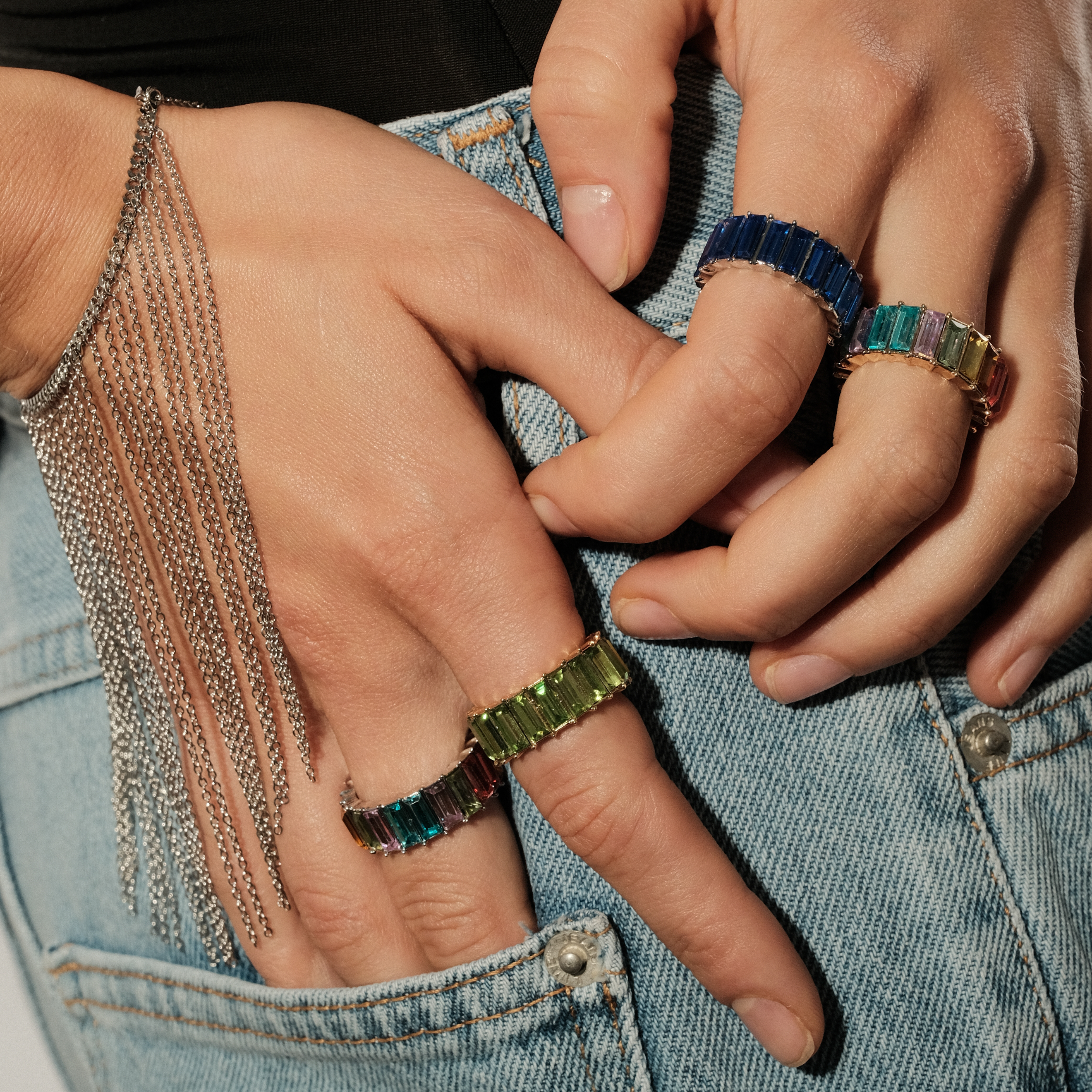 ring with blue crystals