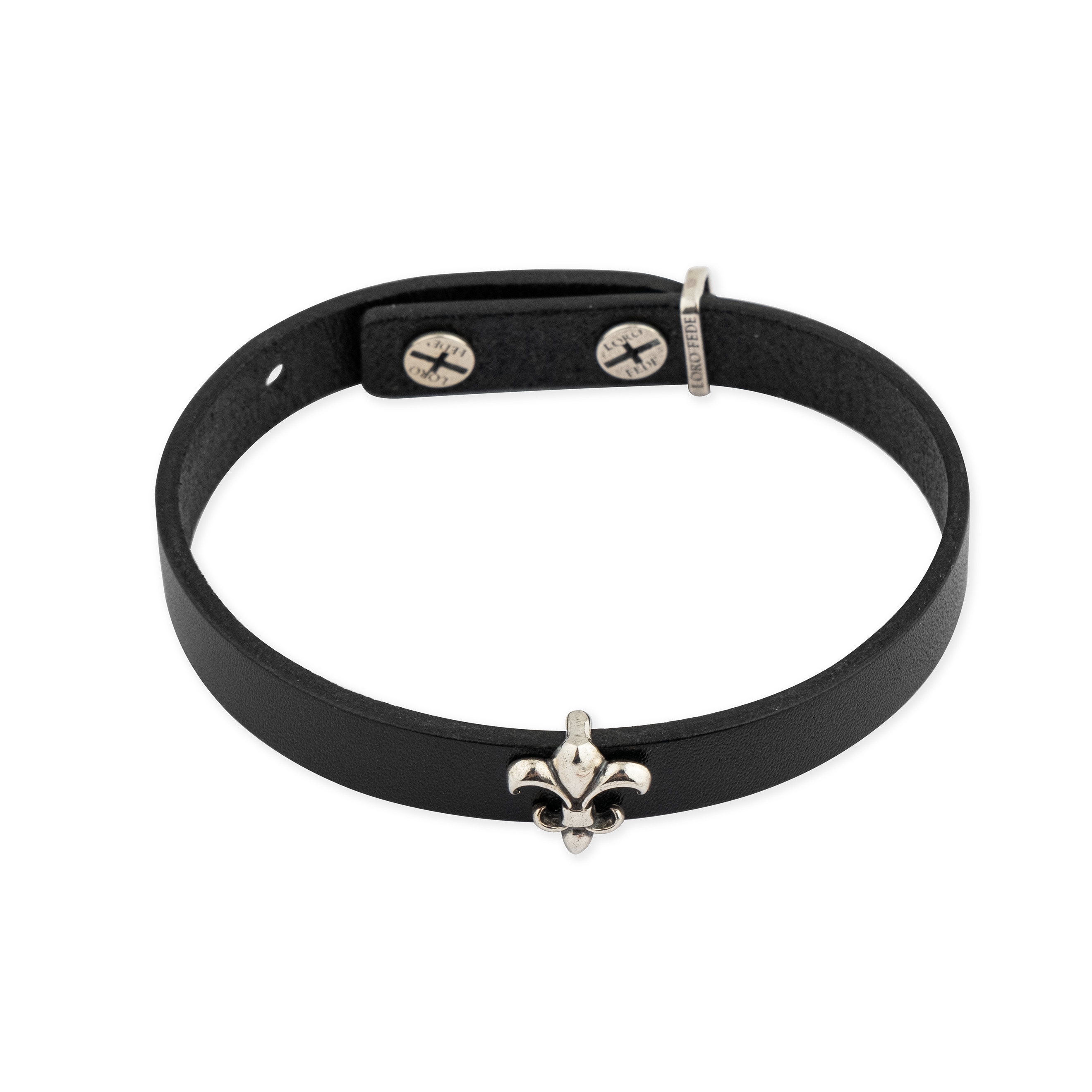Сет - Медальон Лилия и Кожаный браслет, серебро 925