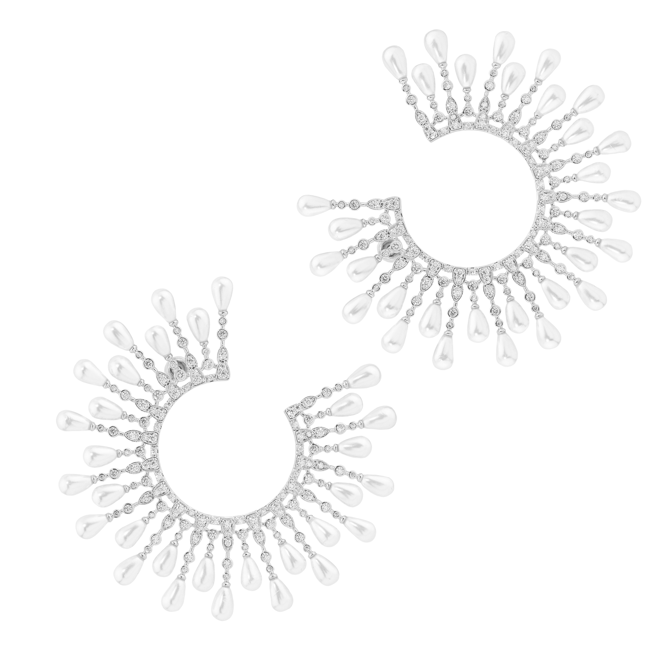 hoop Earrings with white beads