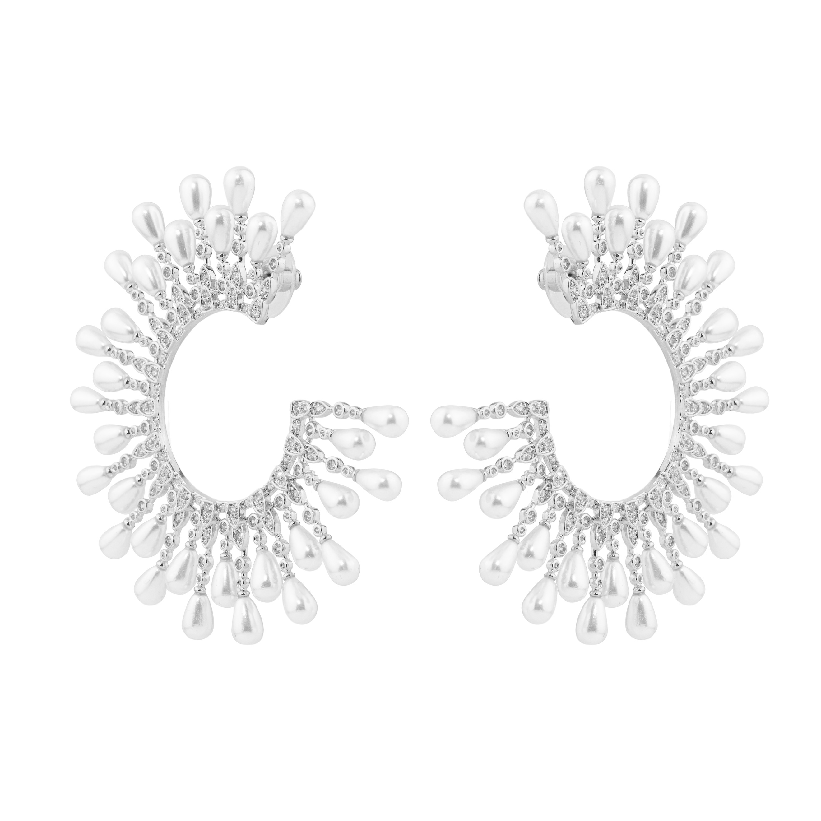 hoop Earrings with white beads