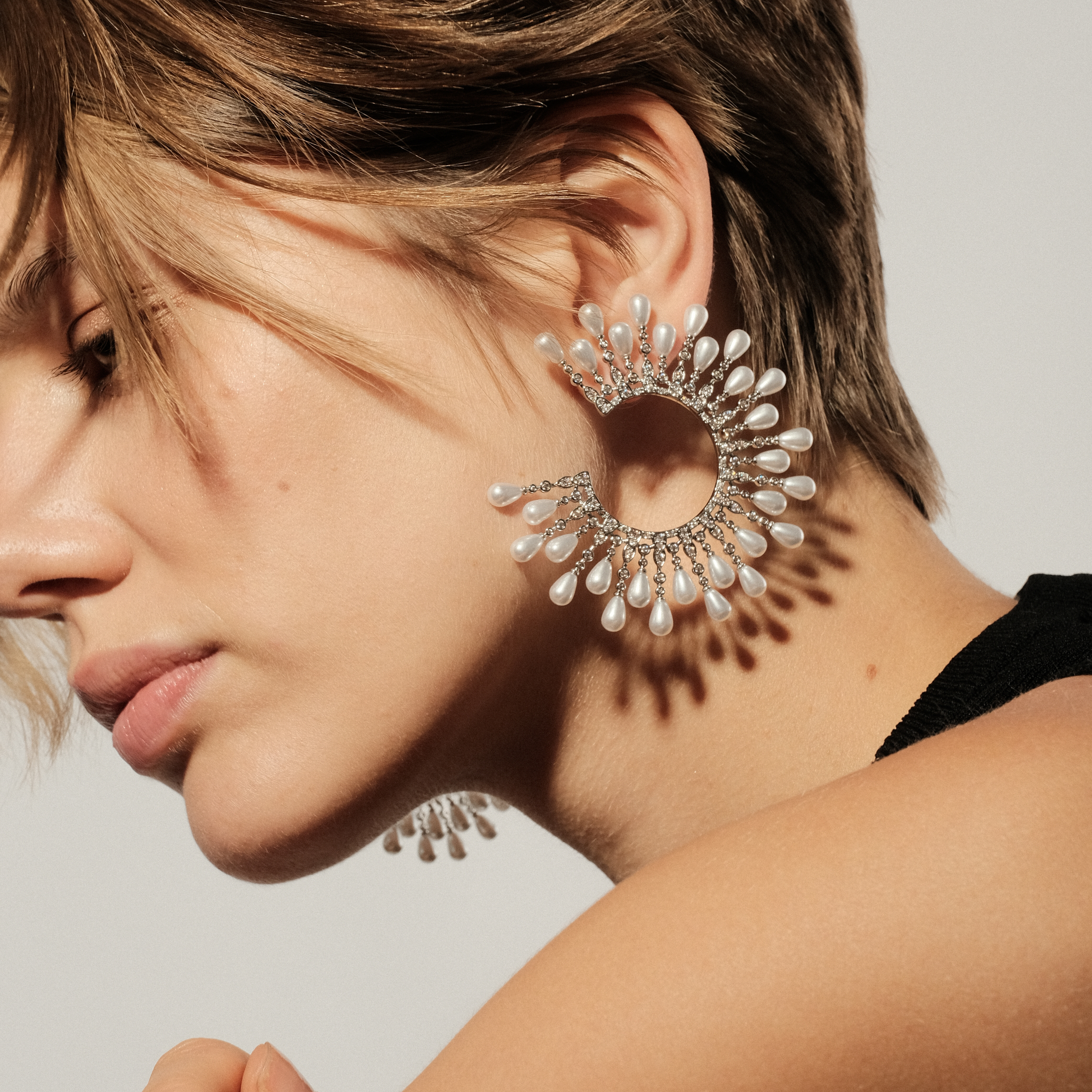 hoop Earrings with white beads