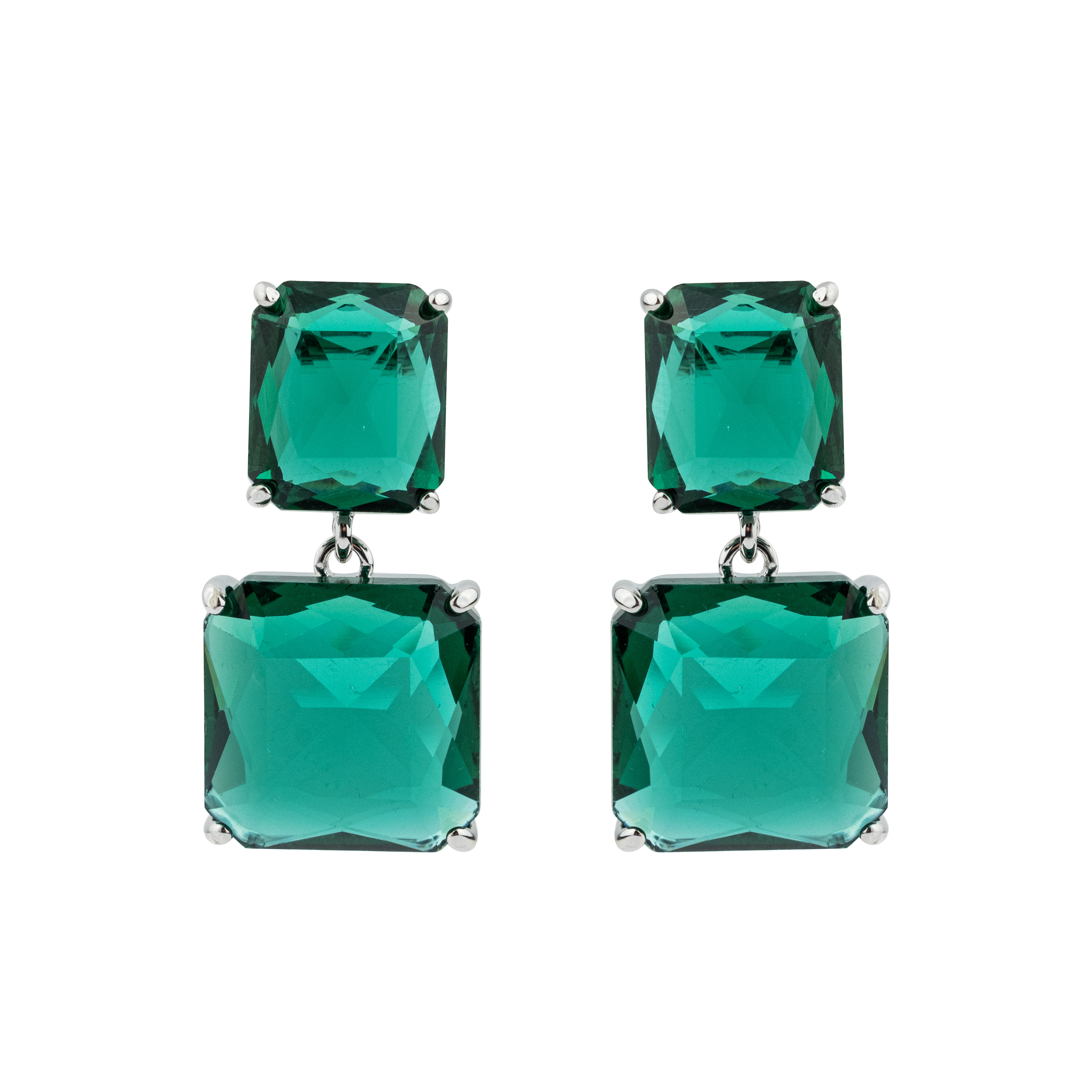 Double  earrings with green crystals