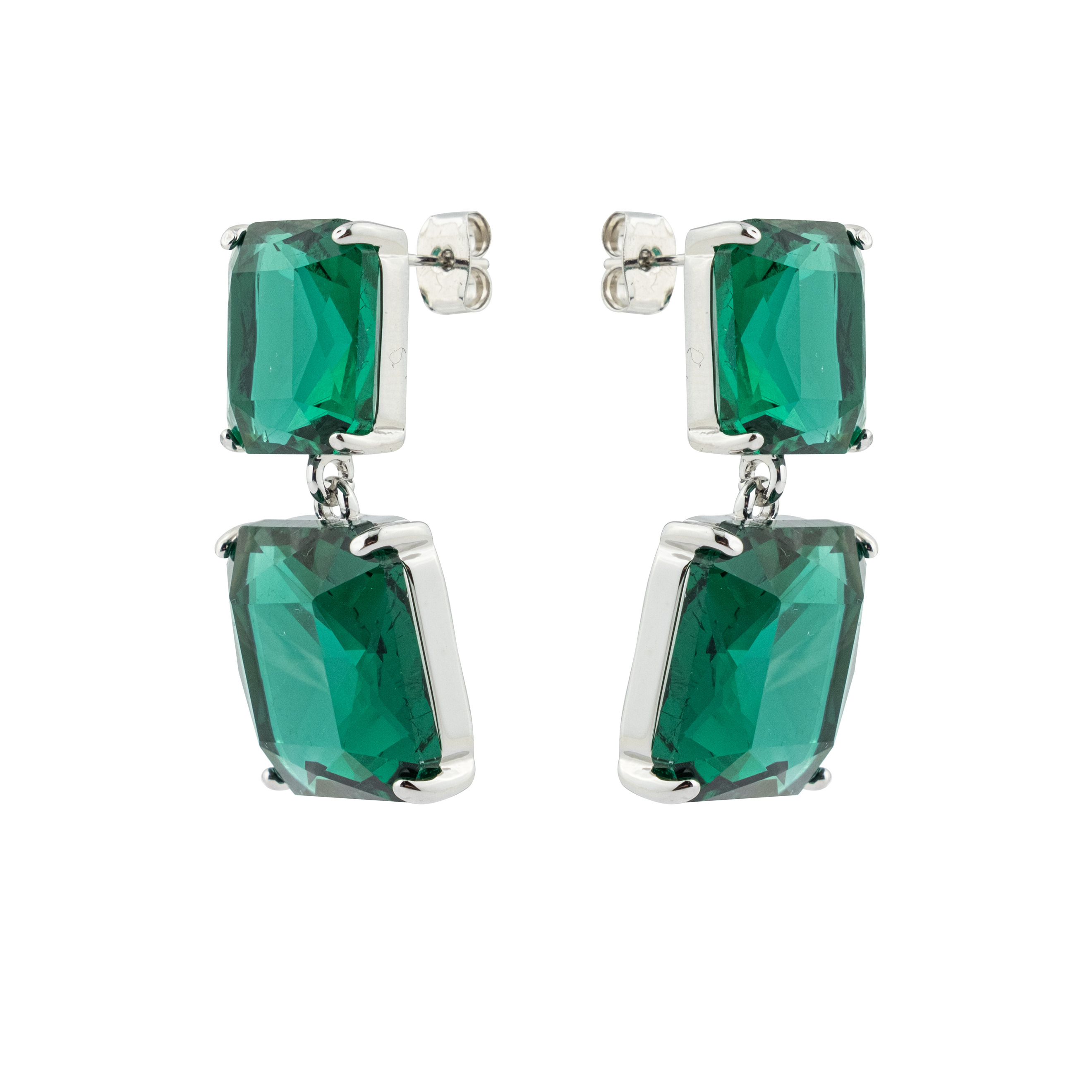 Double  earrings with green crystals