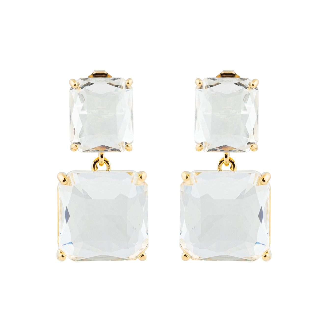 herald percy золотистые дутые серьги кольца с овальными кристаллами Herald Percy Двойные золотистые серьги с белыми кристаллами