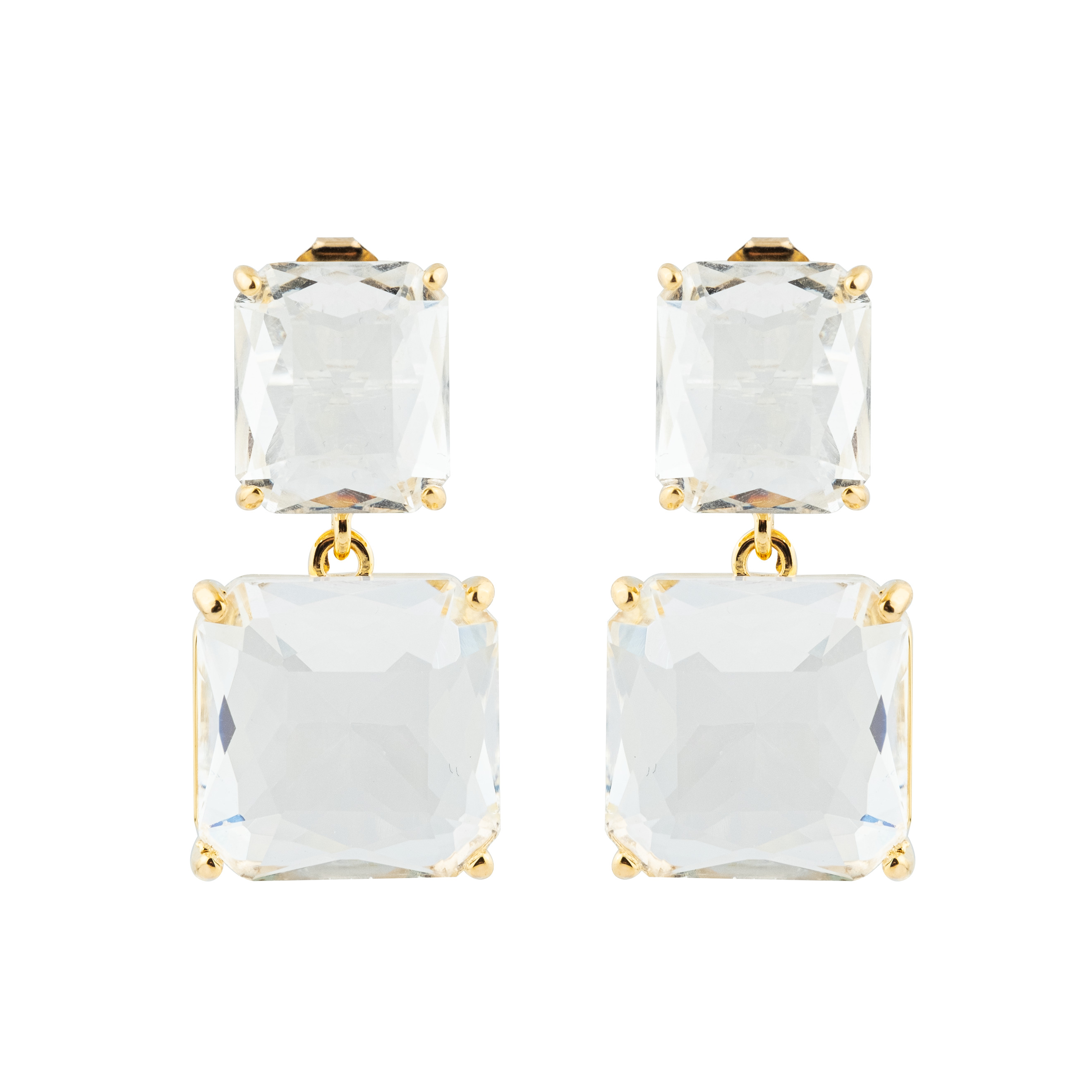 Double  earrings with white crystals