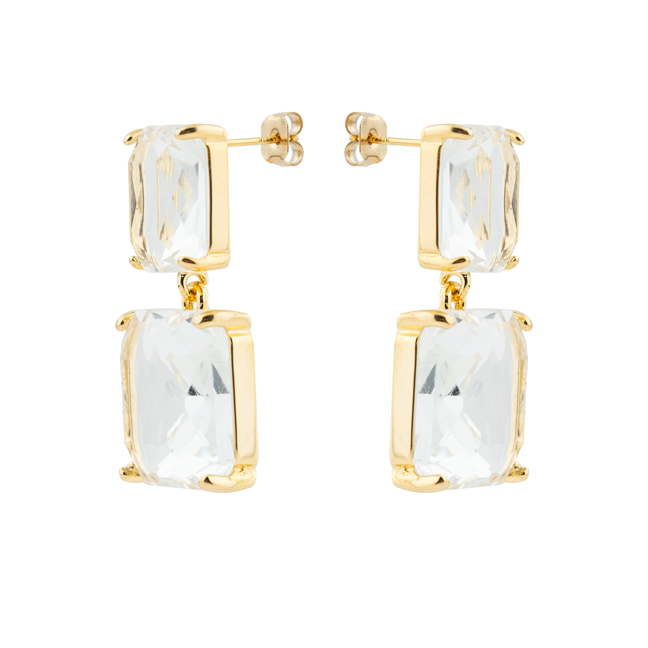 Double  earrings with white crystals