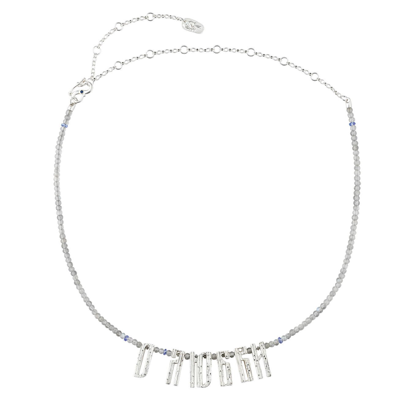 Fairy Table Посеребренное ожерелье «О ЛЮБВИ» из бронзы с лабрадоритом и вставками танзанита