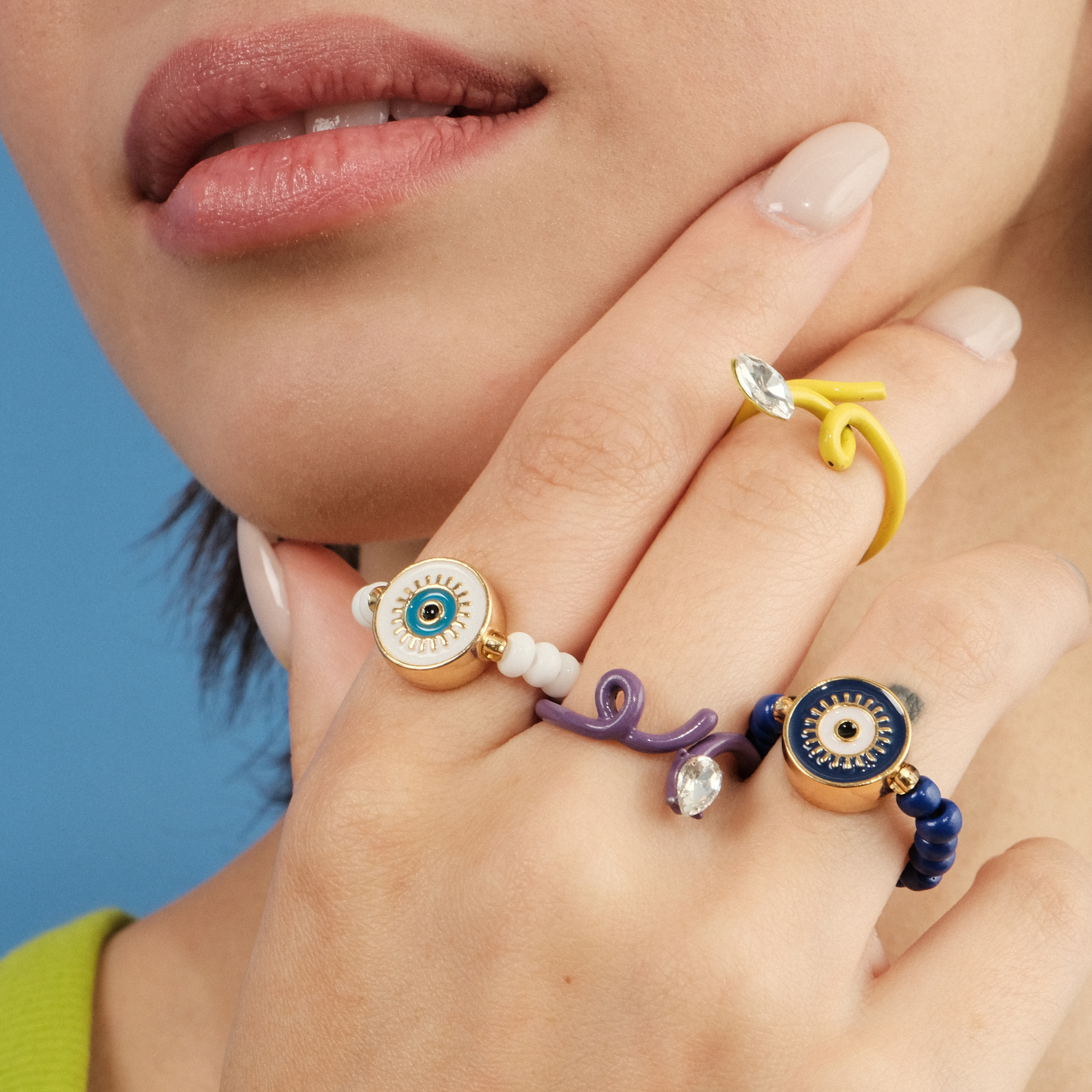 Синее кольцо с глазом Blue evil eye