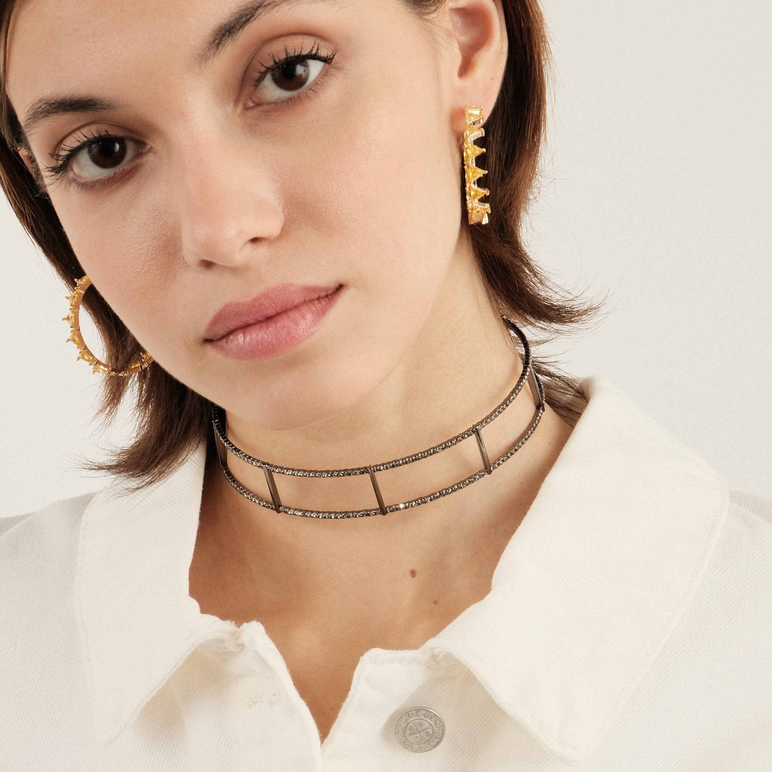 Blackened choker with crystals